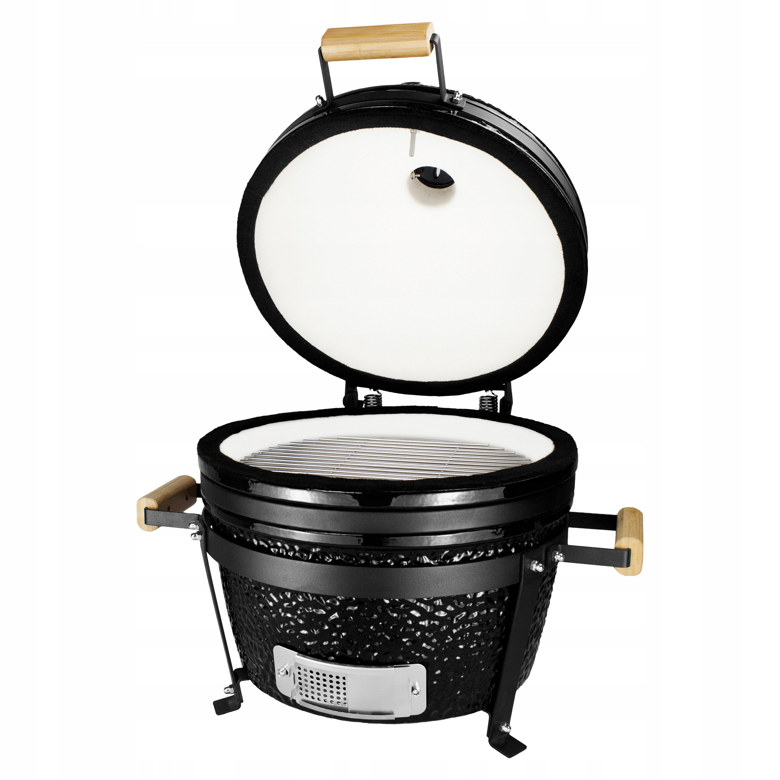16T" CERAMIC PORTABLE GARDEN CHARCOAL GRILL WITH COVER ROUND STEEL Grill height 55 cm