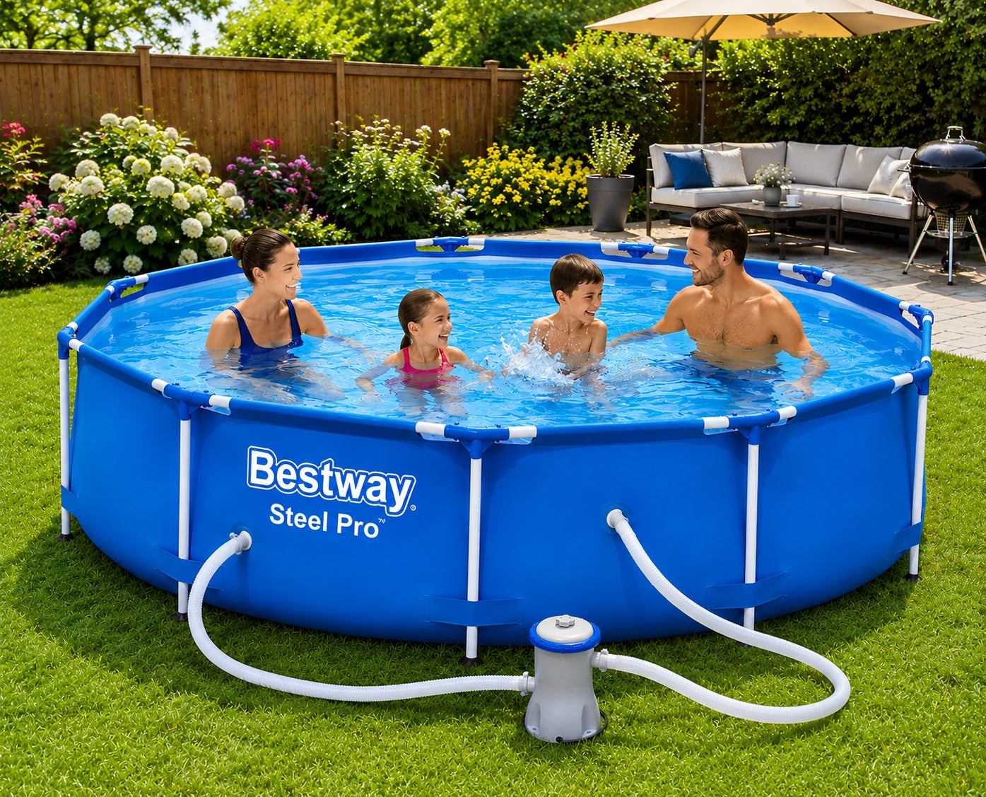 17in1 GARDEN RACK POOL WITH PUMP 305x76cm Bestway SET MODEL 2026 Height 76 cm