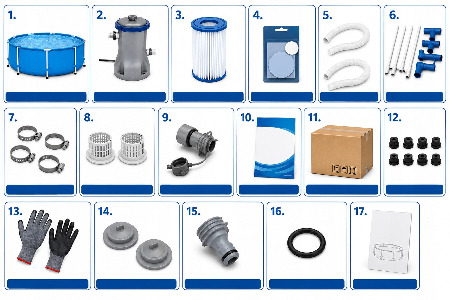 17in1 GARDEN RACK POOL WITH PUMP 305x76cm Bestway SET MODEL 2026 Packaging status original