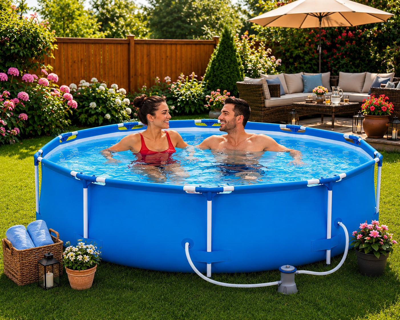 17in1 GARDEN RACK POOL WITH PUMP 305x76cm Bestway SET MODEL 2026 Series Steel Pro