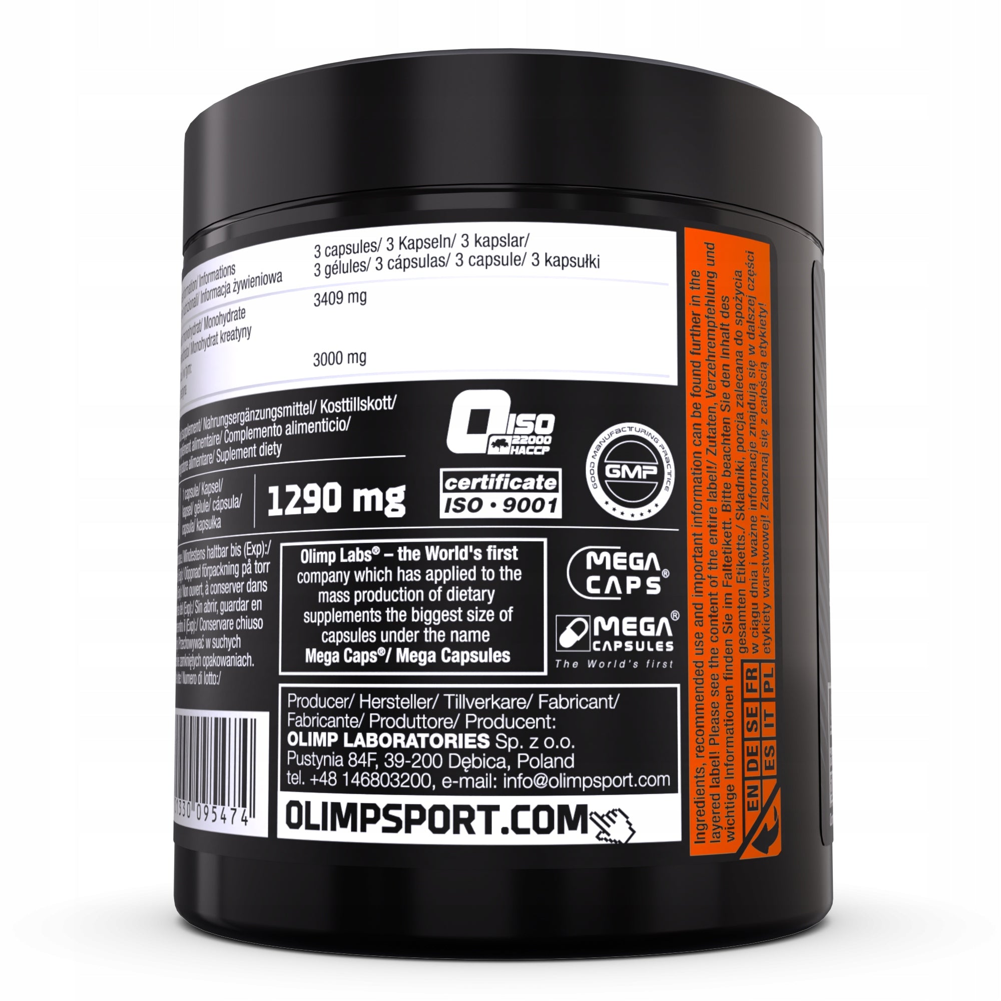 180 KAPS CREATINE MONOHYDRATE STRENGTH REGENERATION SPORT TRAINING HEALTH QUALITY Manufacturer code 5901330095474