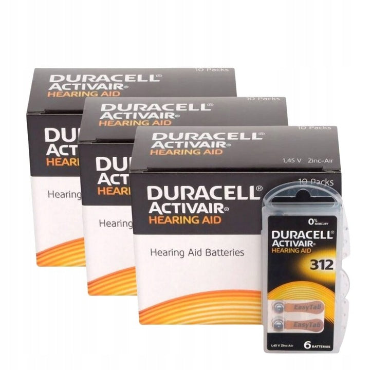 180x DA312 Hearing Aid Battery Duracell Activair