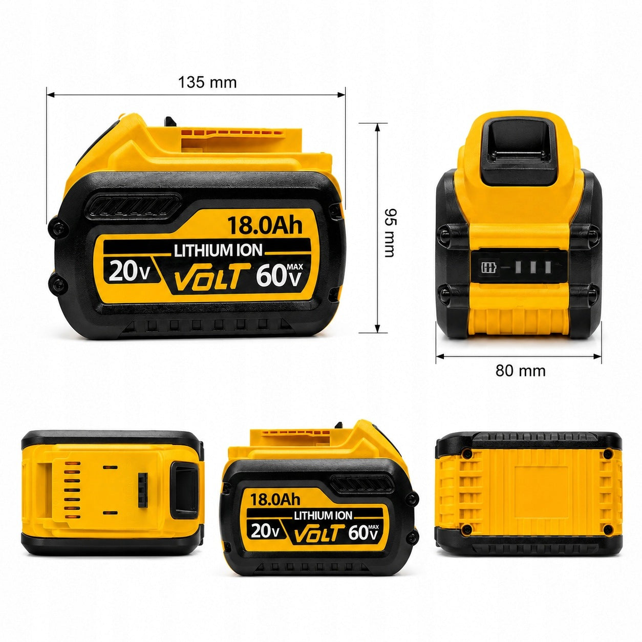 18Ah 20V/60V MAX Battery Pack for DEWALT FLEXVOLT DCB606 DCB609 Replacement Packaging status original