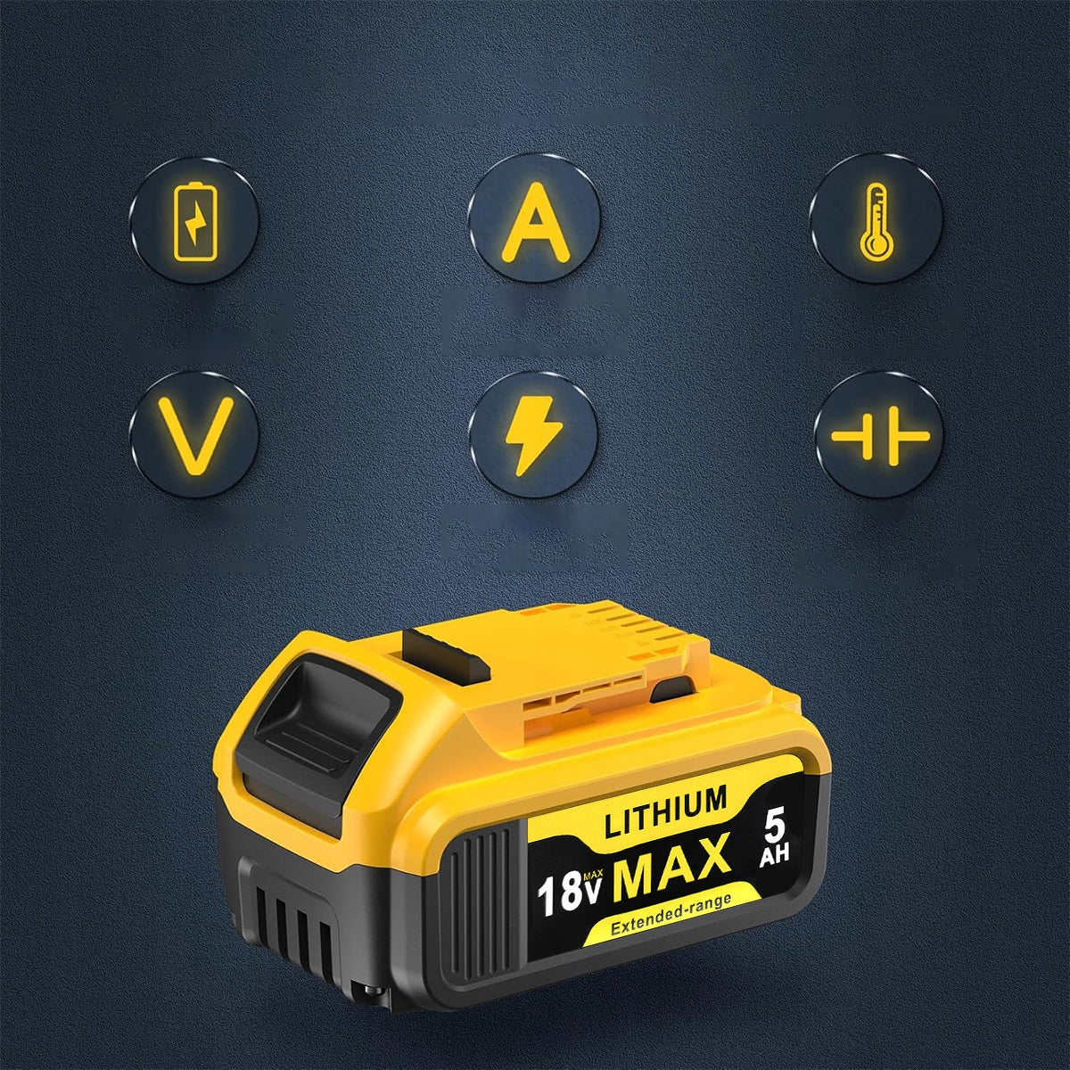 18V 5.0Ah Battery Pack for DeWalt DCB200 DCB184 DCB204 DCD DCFDCG DCS Manufacturer code 4058525434196