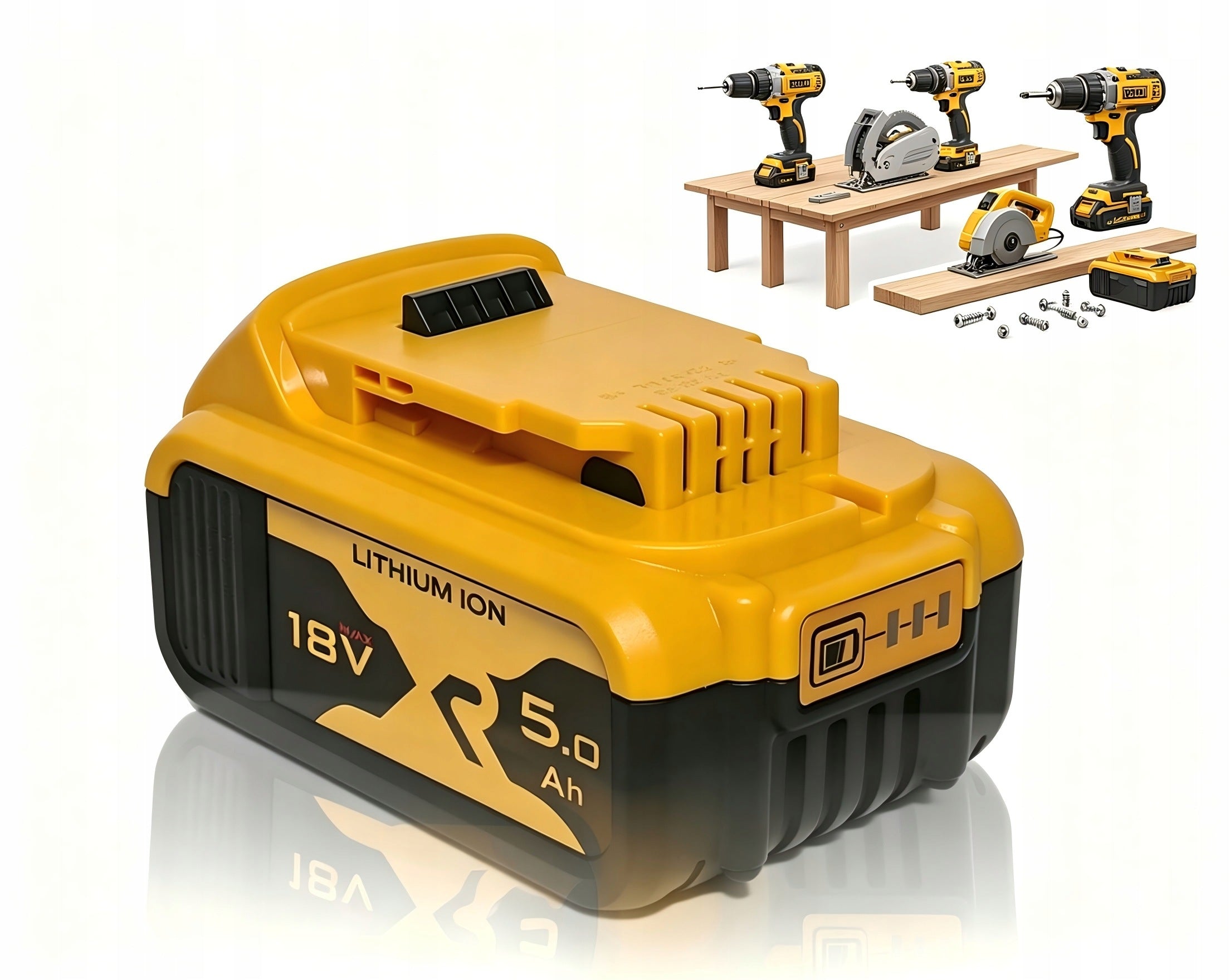 18V 5.0Ah Battery Pack for DeWalt DCB200 DCB184 DCB204 DCD DCFDCG DCS