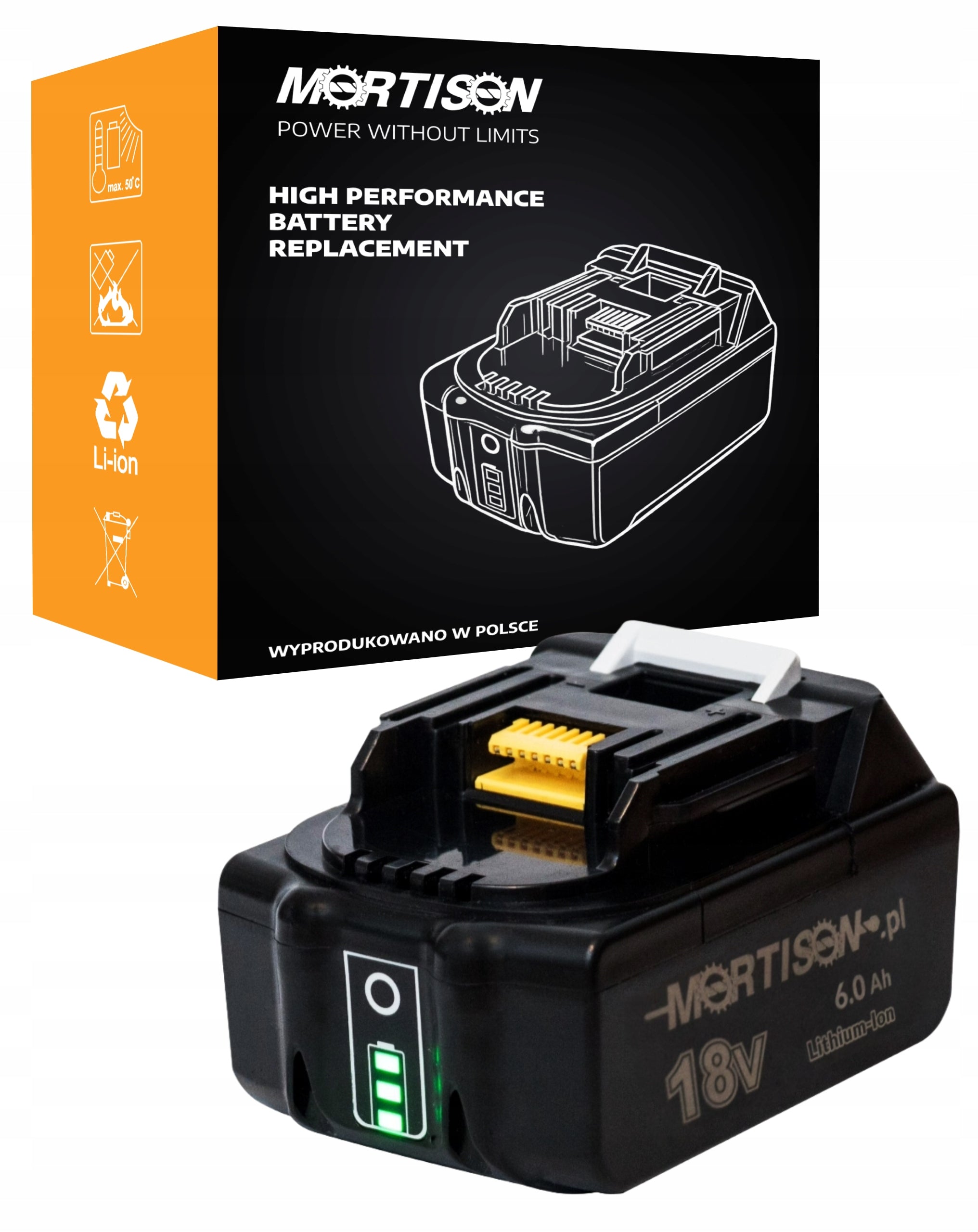 18V 6,0Ah Battery – Replacement for Makita BL1860B