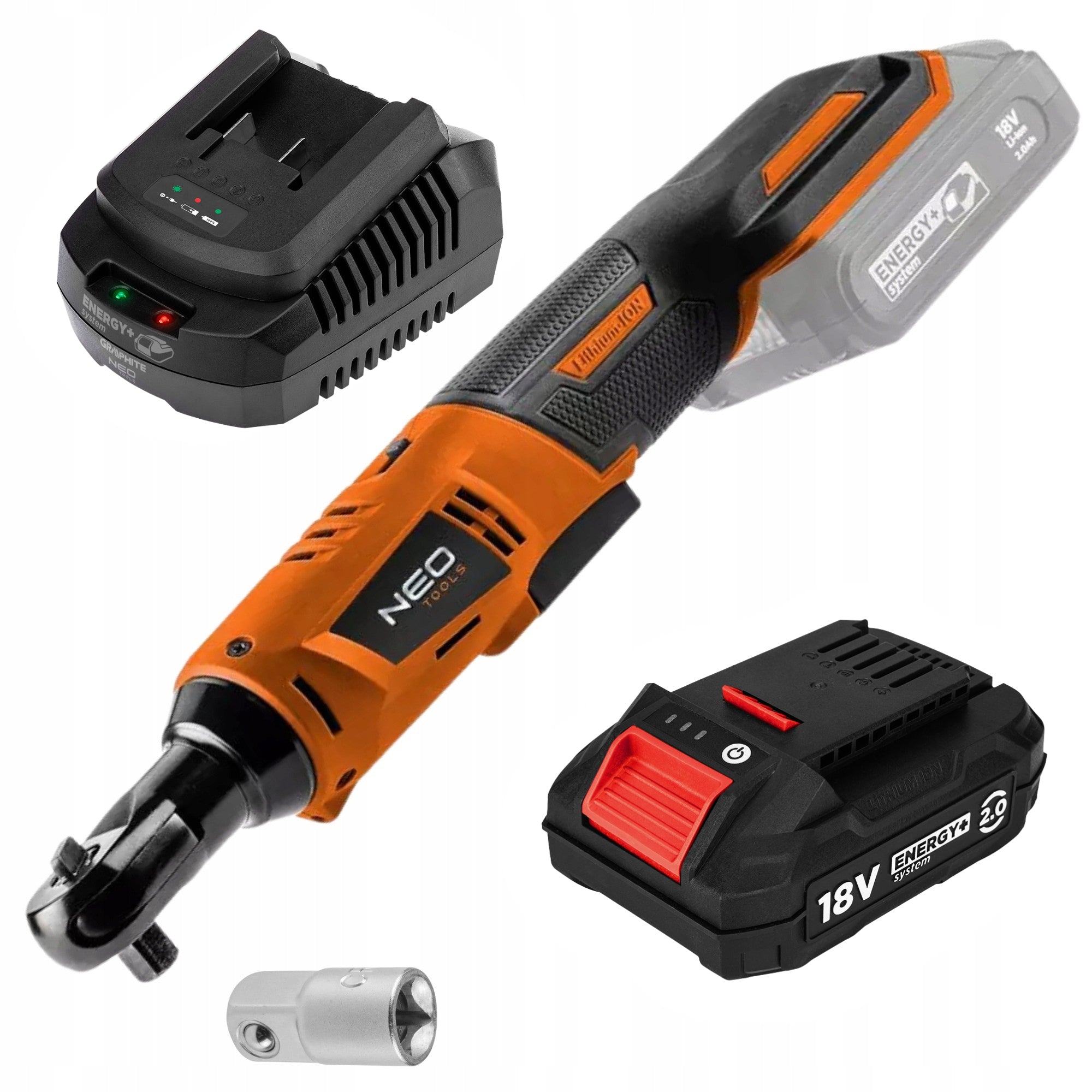 18V 60NM CORDLESS IMPACT RATCHET + 2AH BATTERY + NEO CHARGER