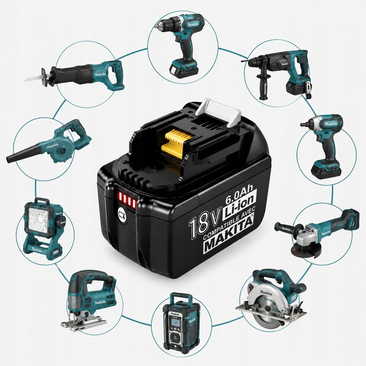 18V 6Ah Li-ion Battery Compatible with Makita LXT BL1830 BL1850 BL1860 Brand no brand