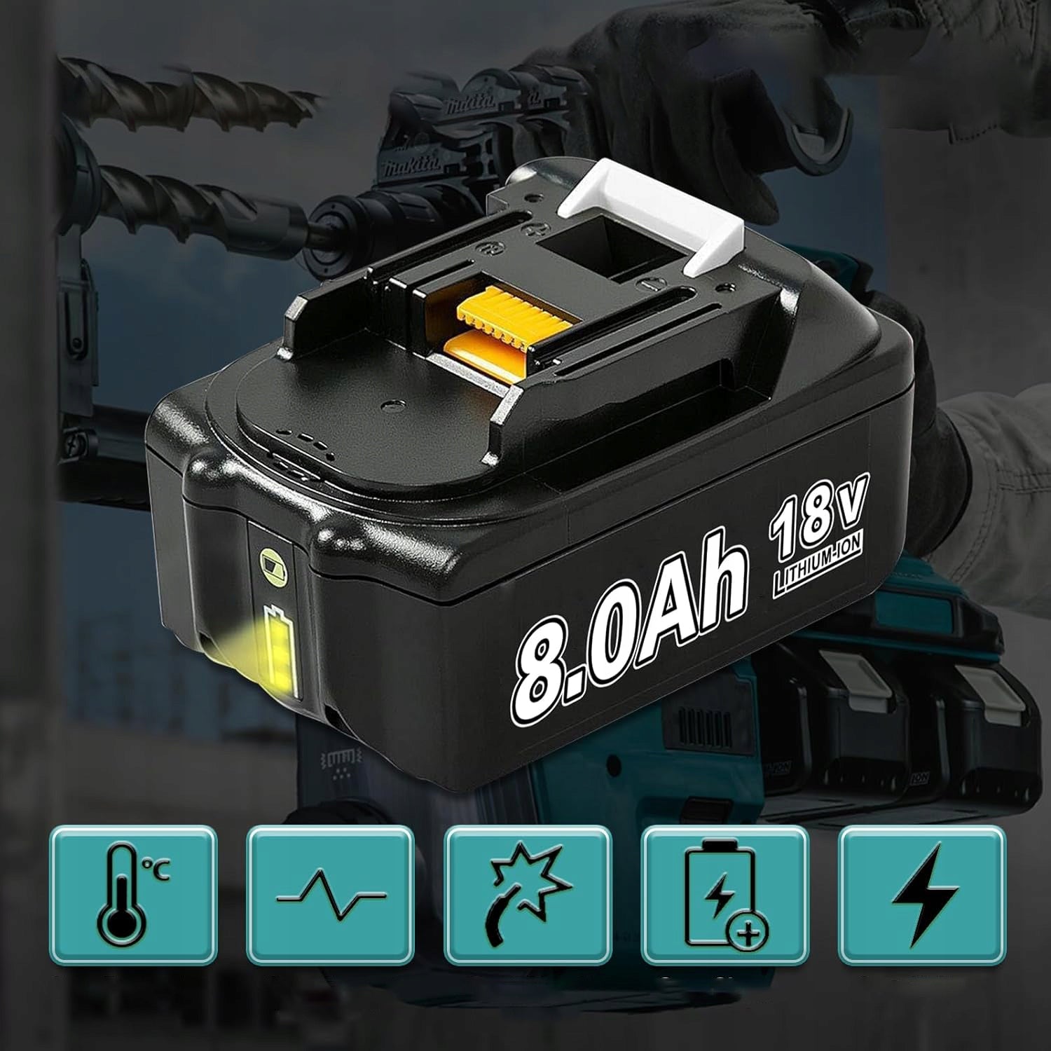 18V BL1830 BL1835 BL1845 2SZ LED MOCK-UP BATTERY FOR POWER TOOLS Battery type Li-Ion