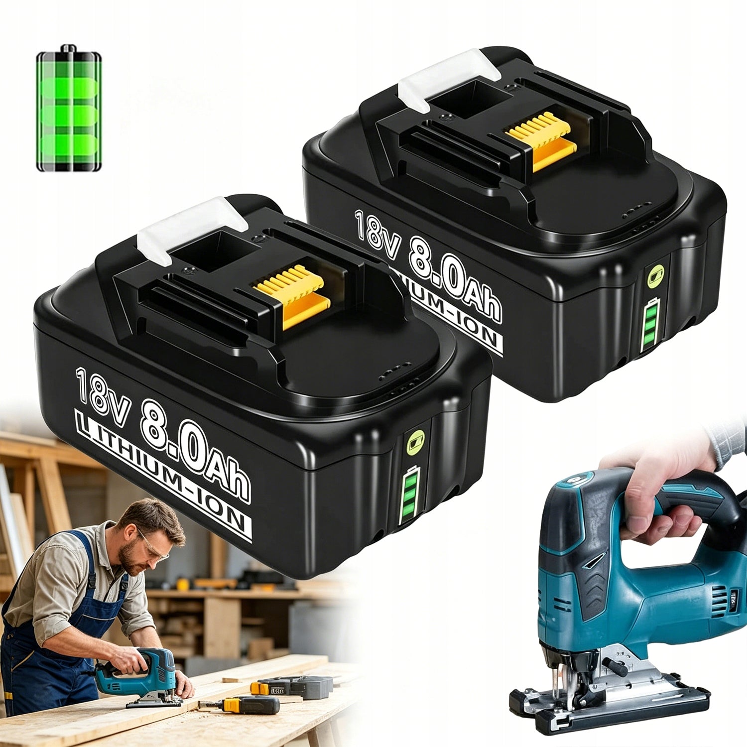 18V BL1830 BL1835 BL1845 2SZ LED MOCK-UP BATTERY FOR POWER TOOLS