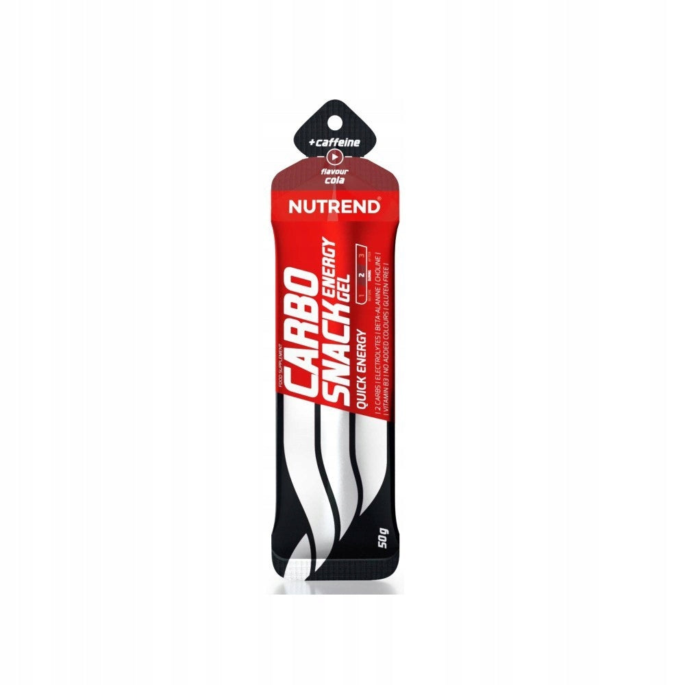 18x Nutrend Carbosnack Gel with Caffeine Sachet Cola Carbohydrates 50 g Expiration date at least six months from the date of purchase