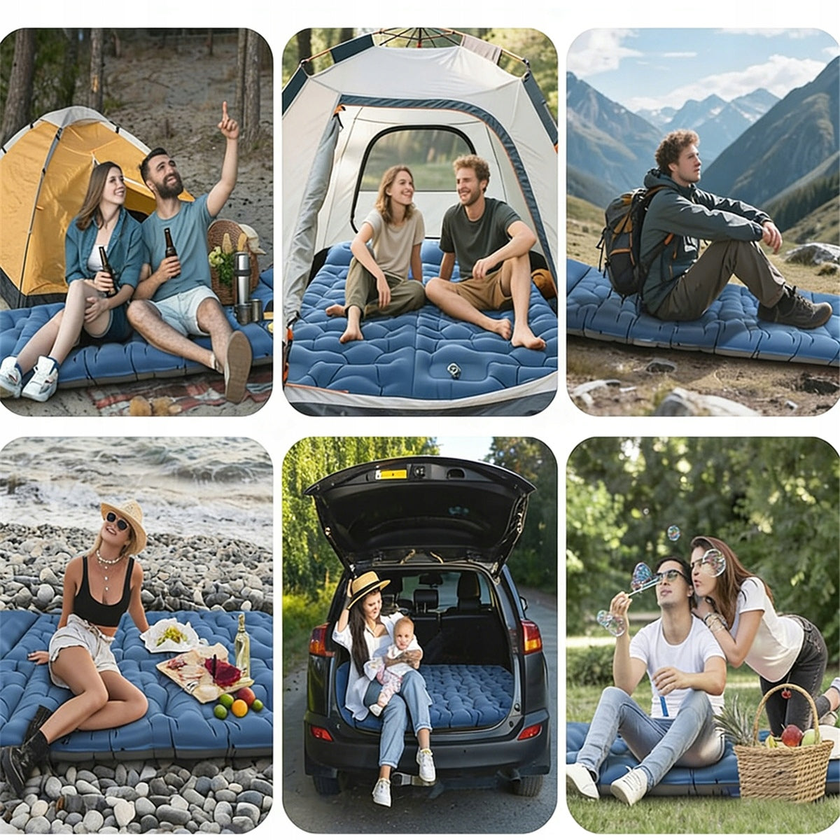 190x70cm Inflatable Mattress with Built-in Foot Pump with 50d for Hiking Manufacturer code Bedee dmuchana mata do spania