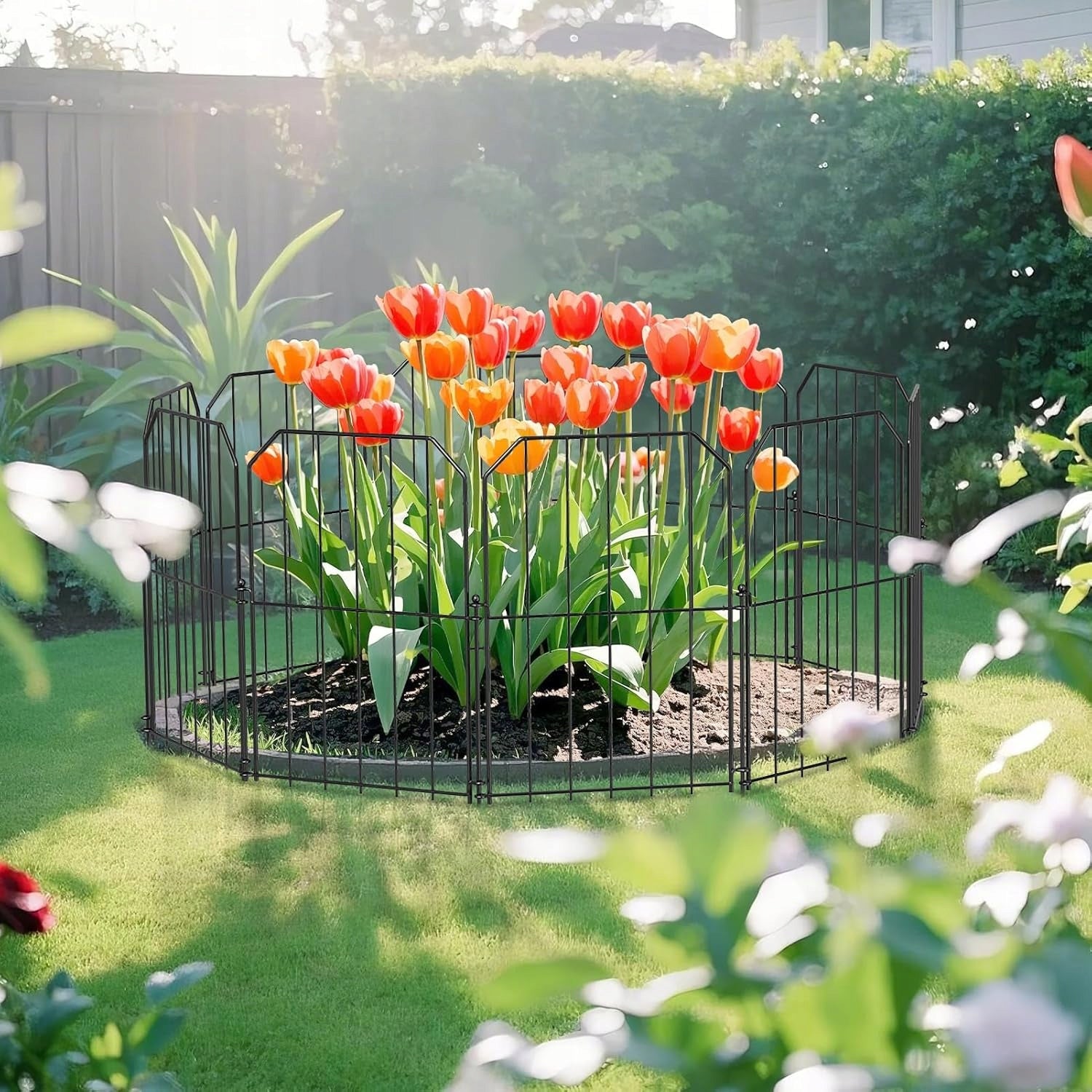 19x METAL GARDEN FENCE SMALL LOW BLACK DECORATIVE Manufacturer no brand