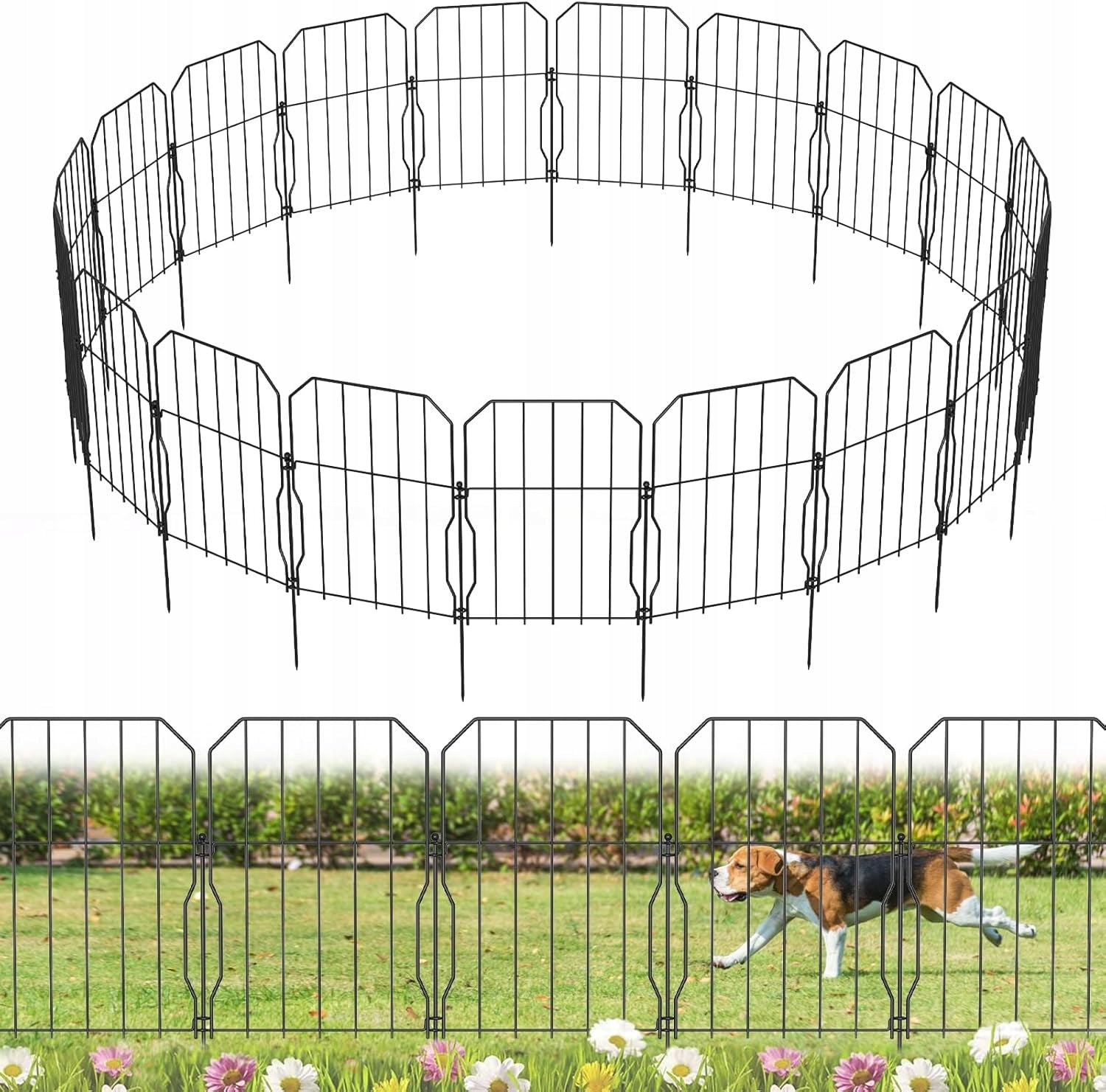 19x METAL GARDEN FENCE SMALL LOW BLACK DECORATIVE