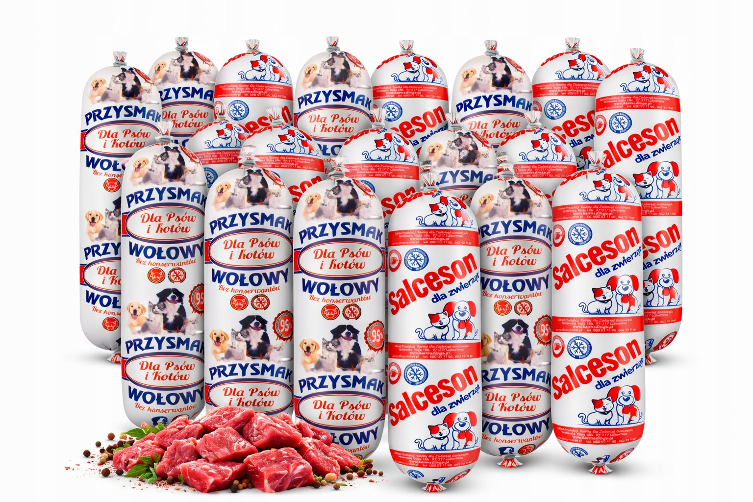 19x1kg Dog Food Bar Treat and Beef Salceson 95% Meat