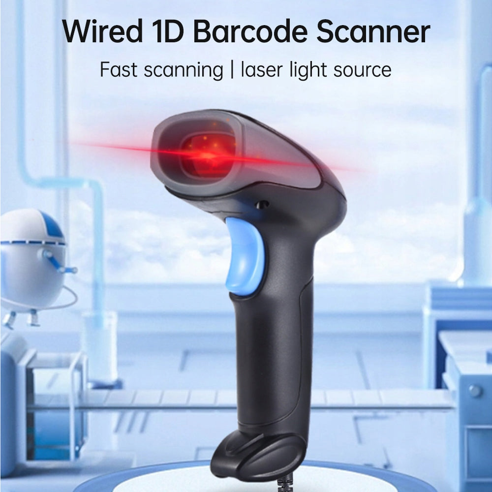 1D Laser Barcode Scanner Wired Barcode Reader with b
