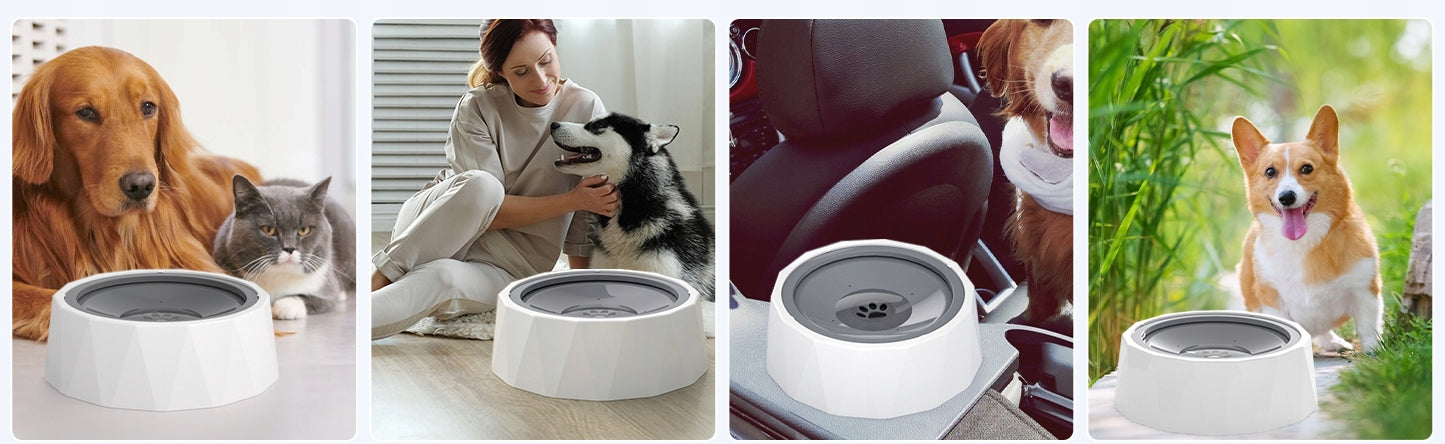 1L Anti-Splash Dog Bowl with Filter, Portable, Anti-Slip Diamond Trade name Miska Diamond