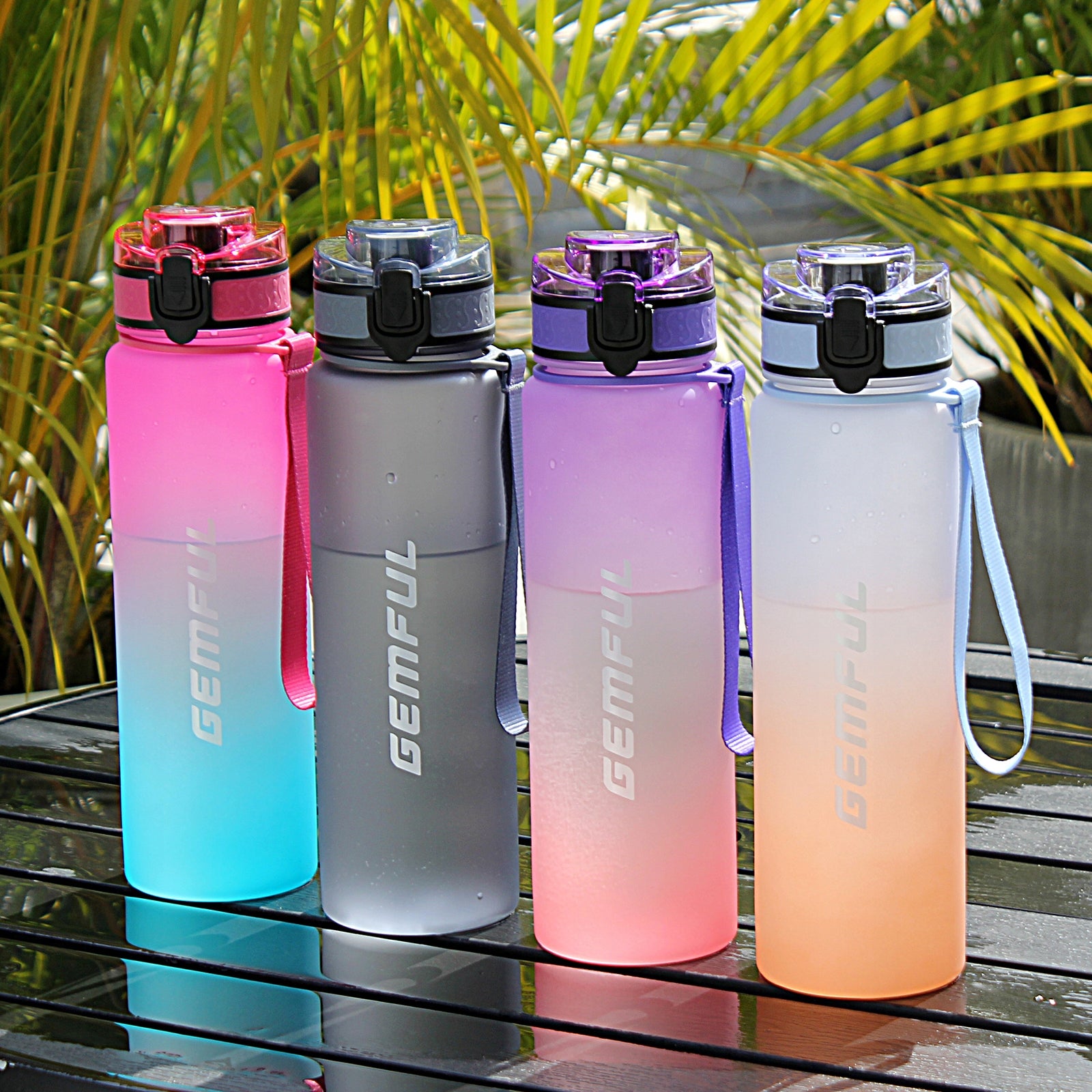 1L Sports Water Bottle with Time Marker Tritan for Cycling Running Volume 1000 ml