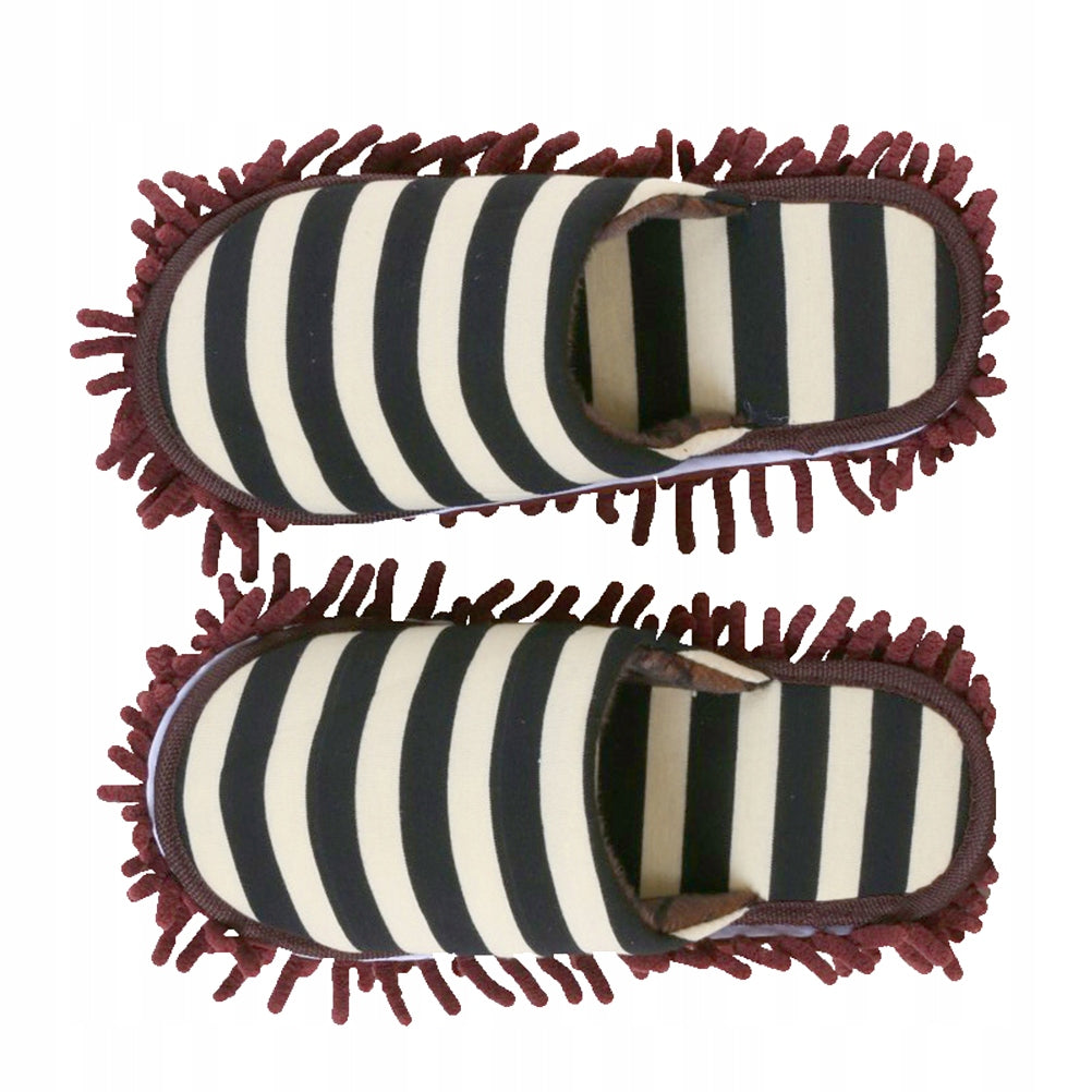 1Pair Coffee Floor Cleaning Slippers with Microfiber Mop Cover for Home Brand no brand