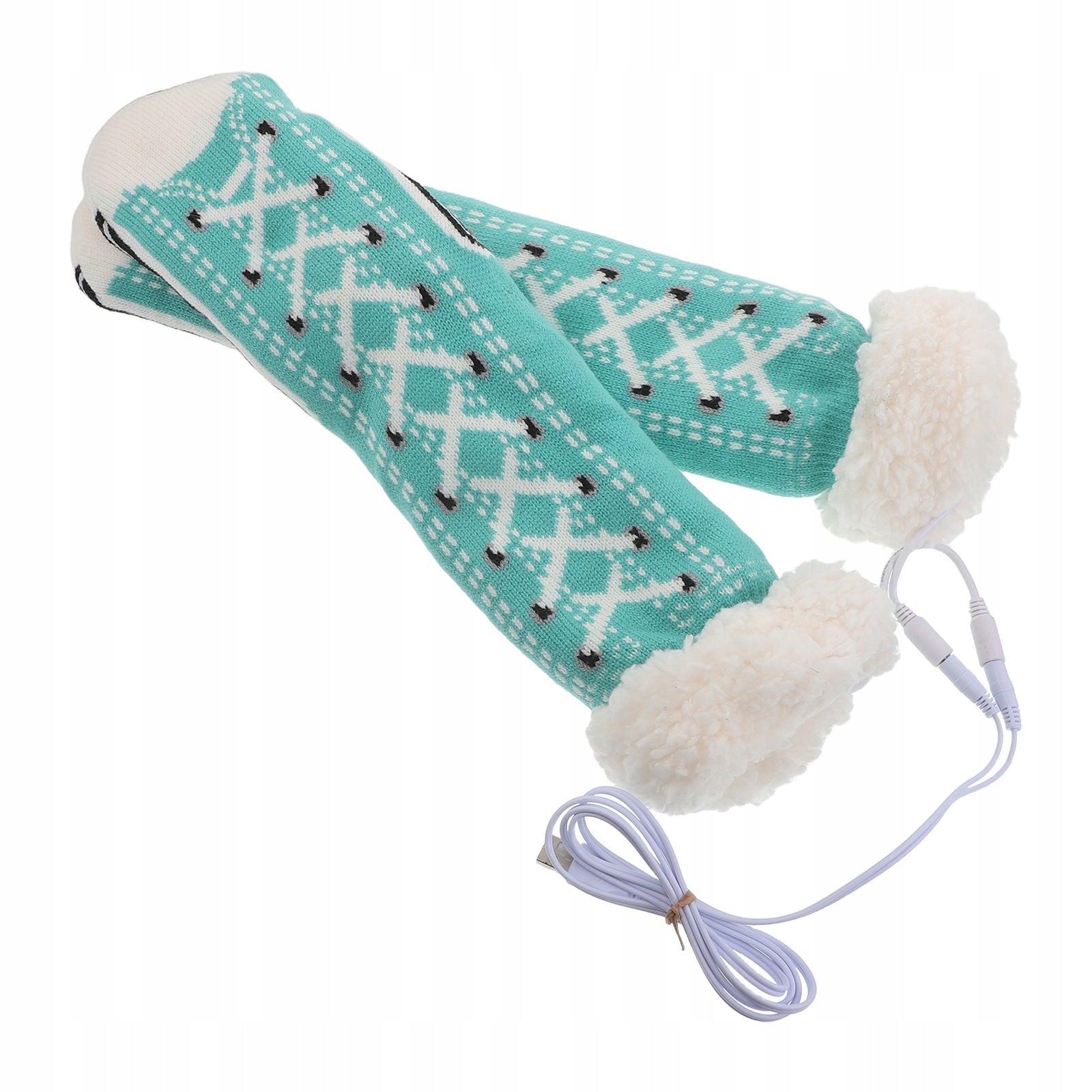 1Pair USB Powered Sky-Blue Electric Heated Socks for Women Comfort