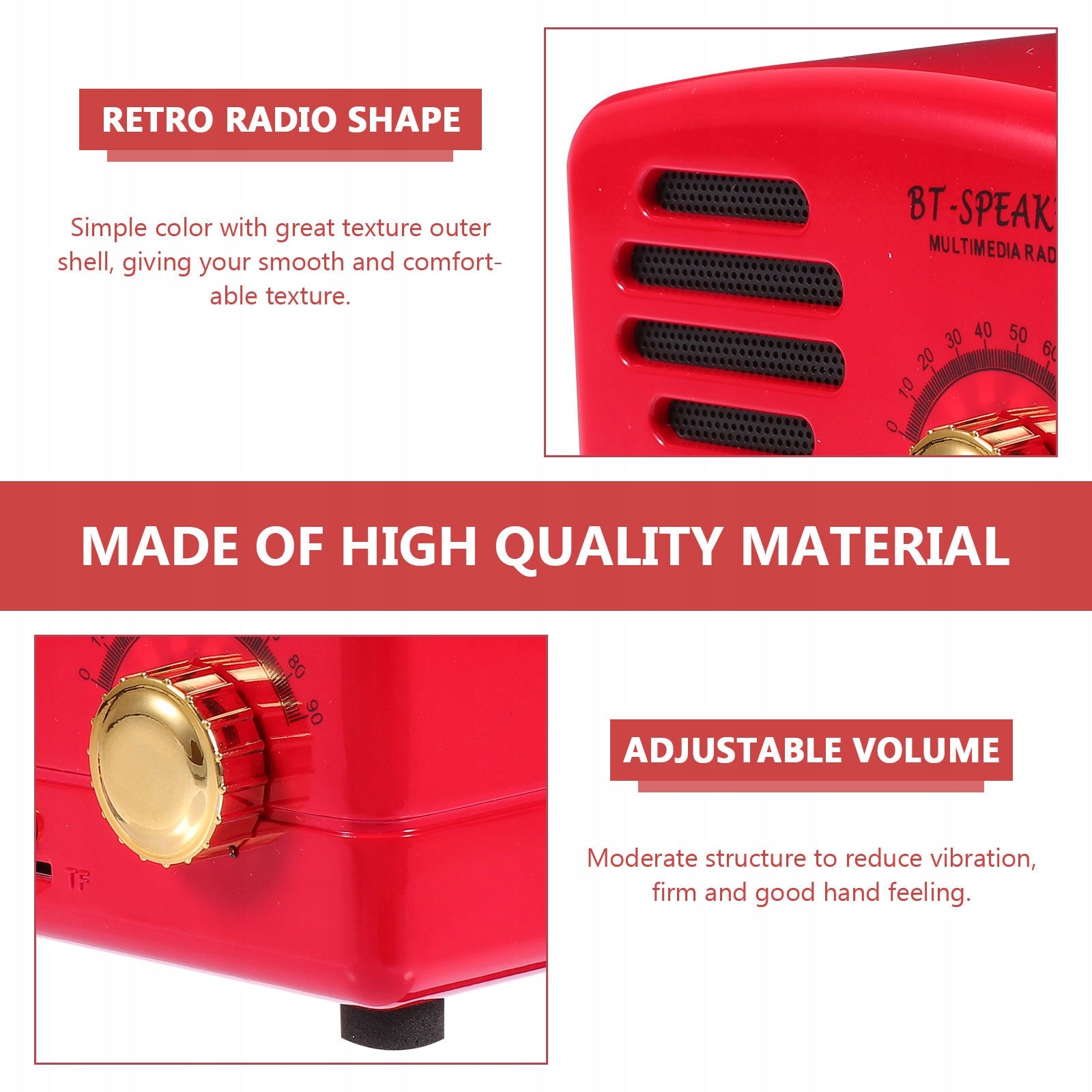 1SZT RETRO RADIO CZERWONY BEZPRZEWODOWY GŁOŚNIK BLUETOOTH Model other