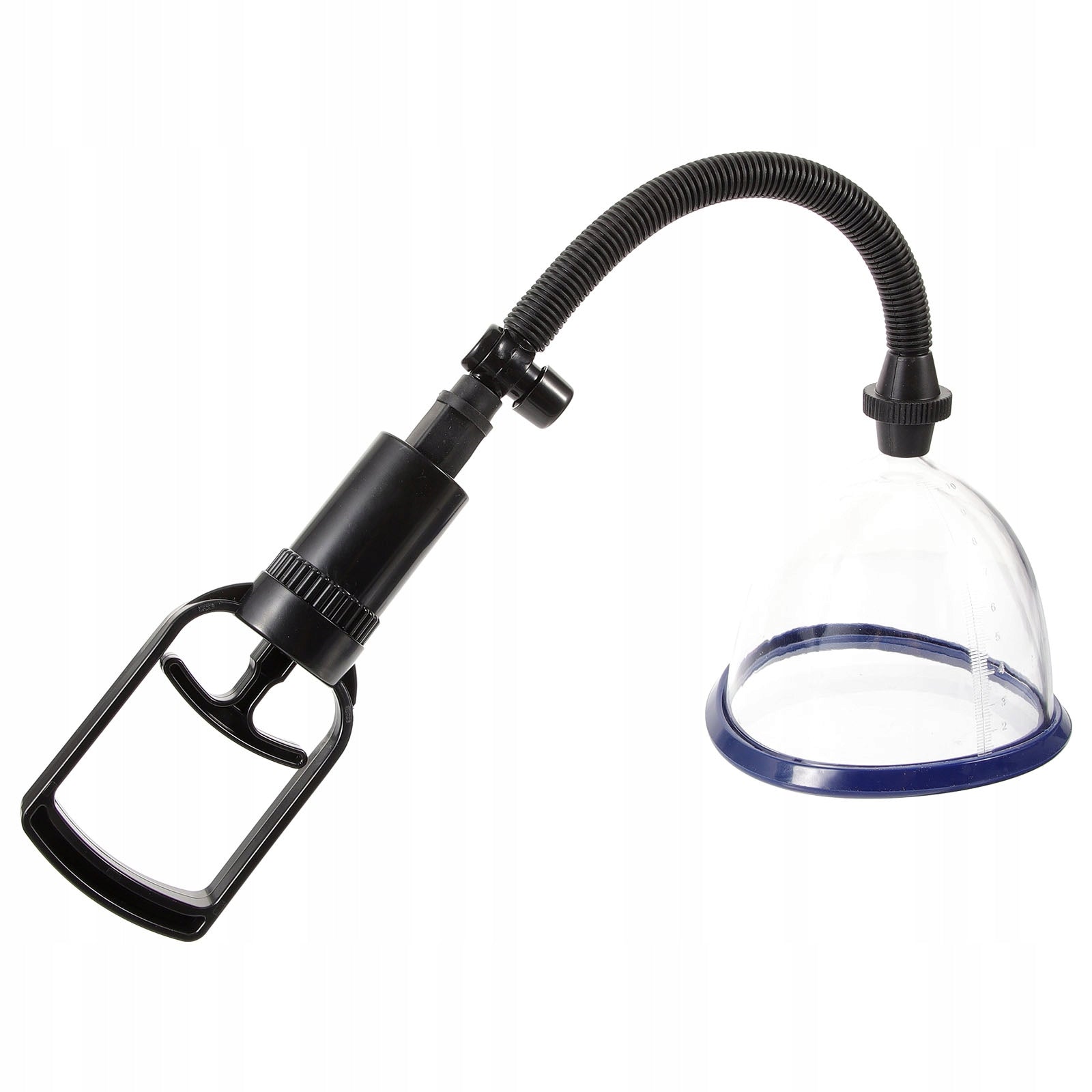 1Set Black Manual Chest Massager Pump with Vacuum Cups for Women Kind body