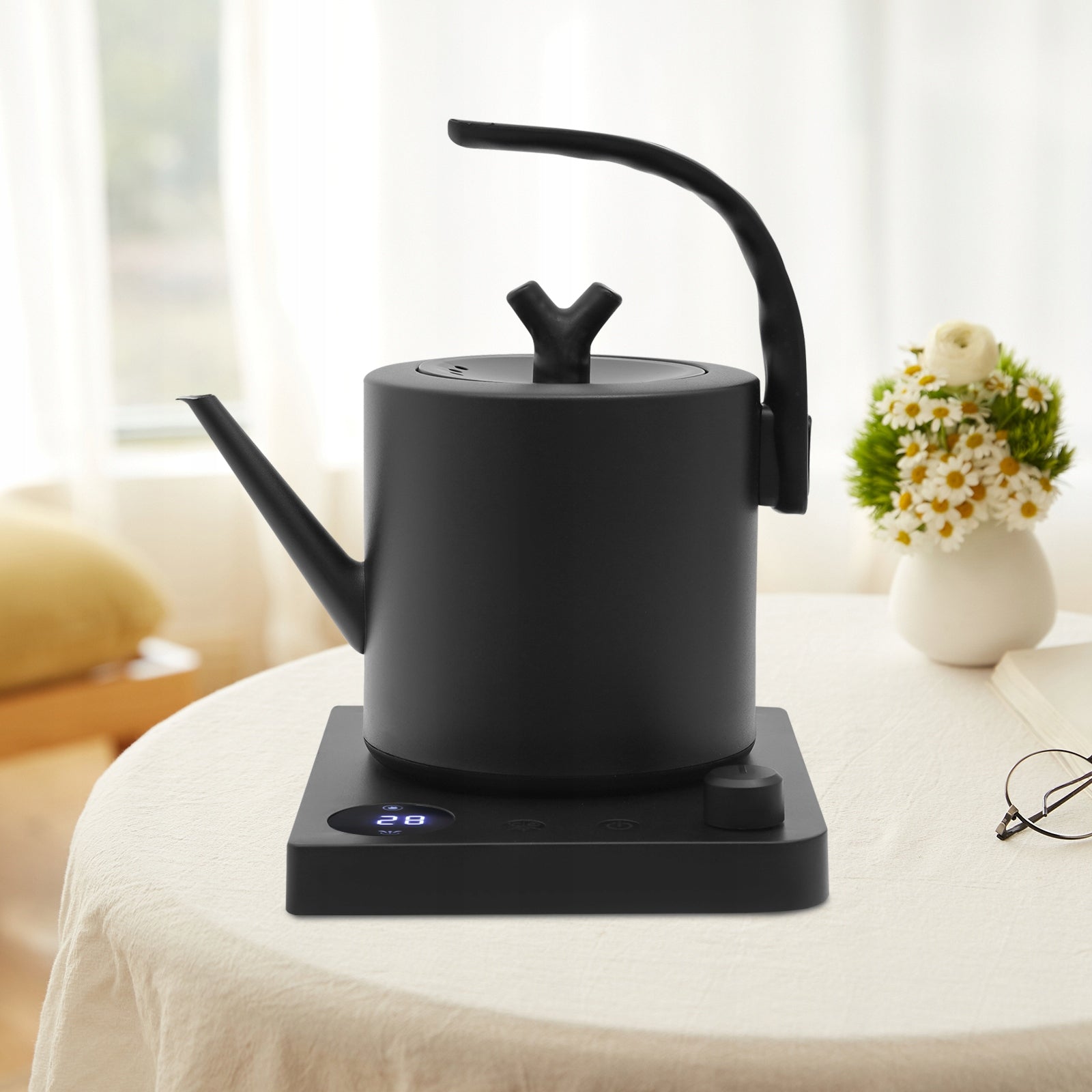 1l Electric Kettle Fast Heating with LED Screen Adjustable Temperature Time Capacity 1 l