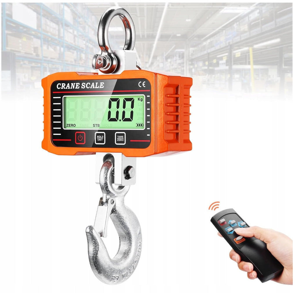 1t Industrial Hook Scale For LCD Construction Warehouse Stainless Steel SOLID