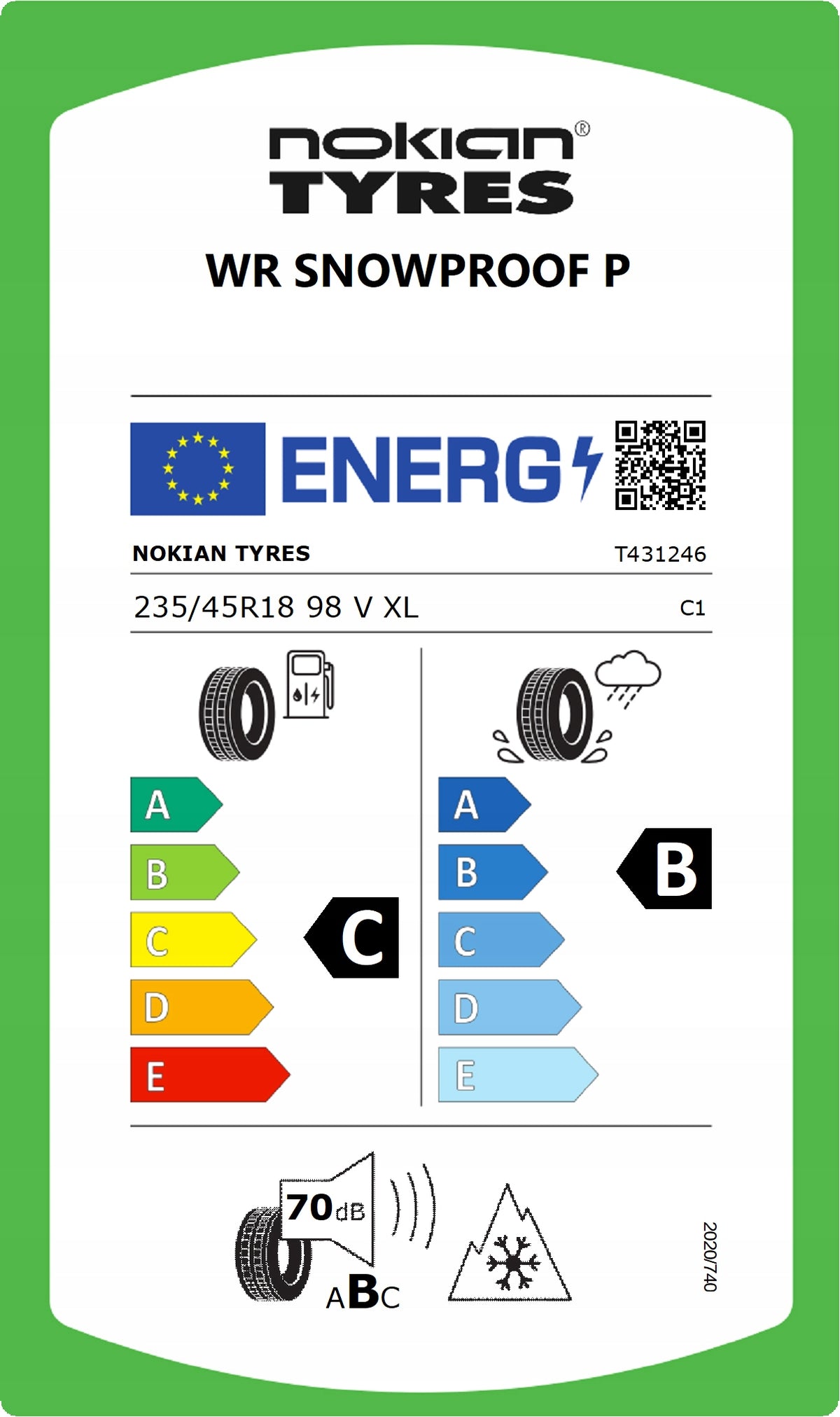 1x 235/45R18 Nokian Tyres WR Snowproof P 98V WINTER SALE 21 Season winter