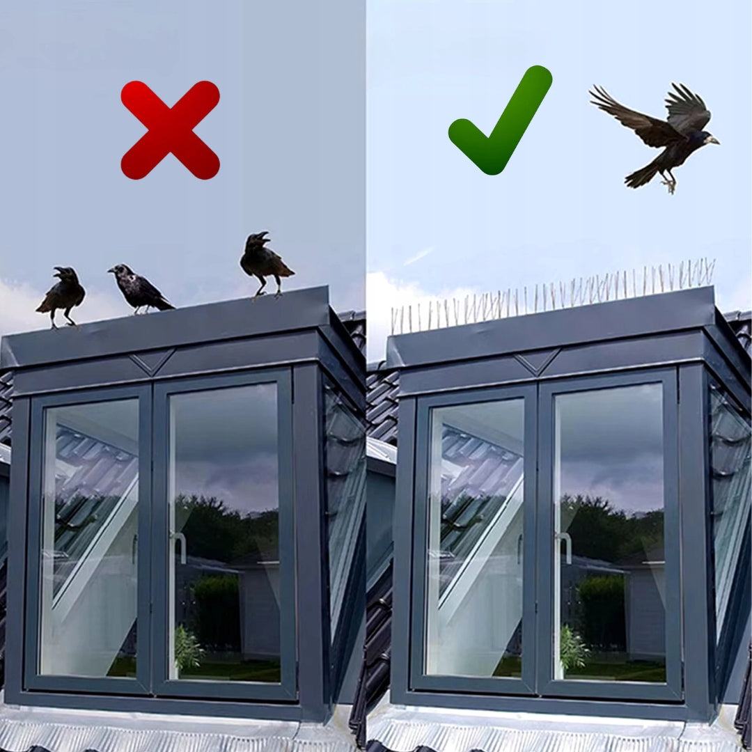 1x BIRD SPIKES PIGEONS STAINLESS SPIKES AGAINST BIRDS ROOF BALCONY 50cm Batteries included no