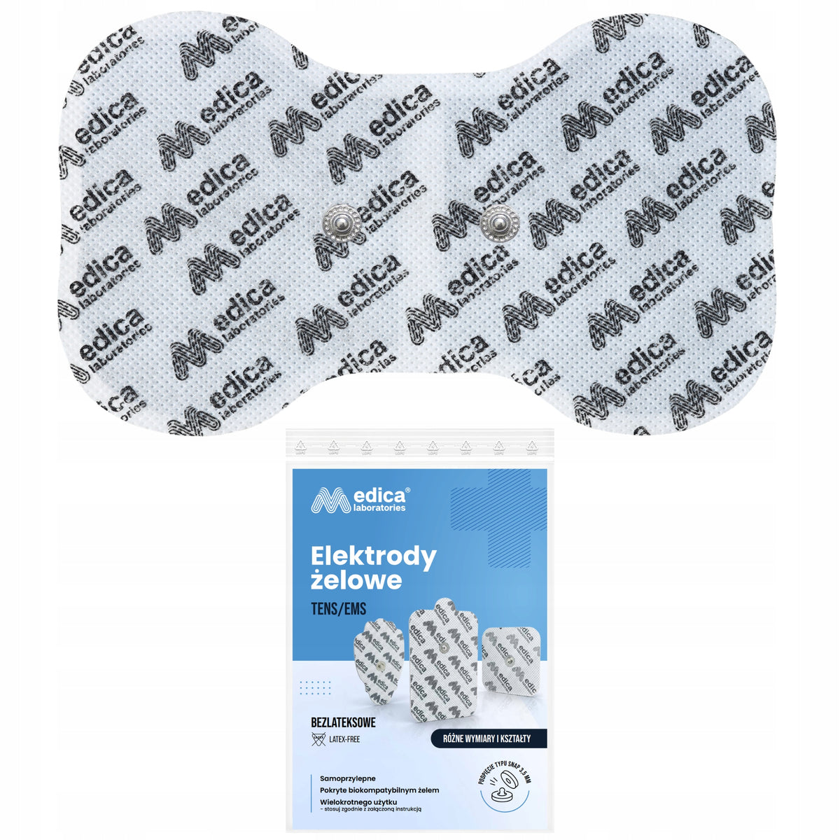 1x LARGE GEL ELECTRODE FOR ELECTROSTIMULATION 16cm x 9,5cm TENS EMS (snap)