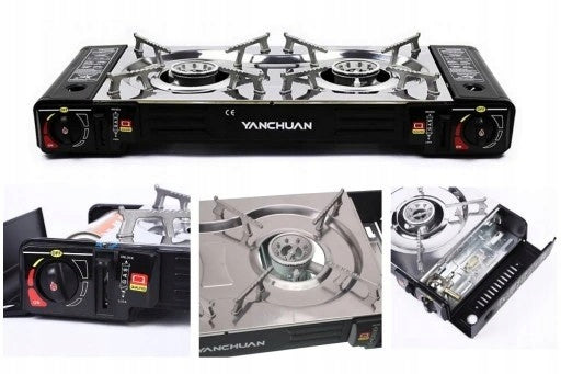1x Tourist Stove Plain Two-Burner Yanchuan Devil Double 2 x 2500W Brand Yanchuan