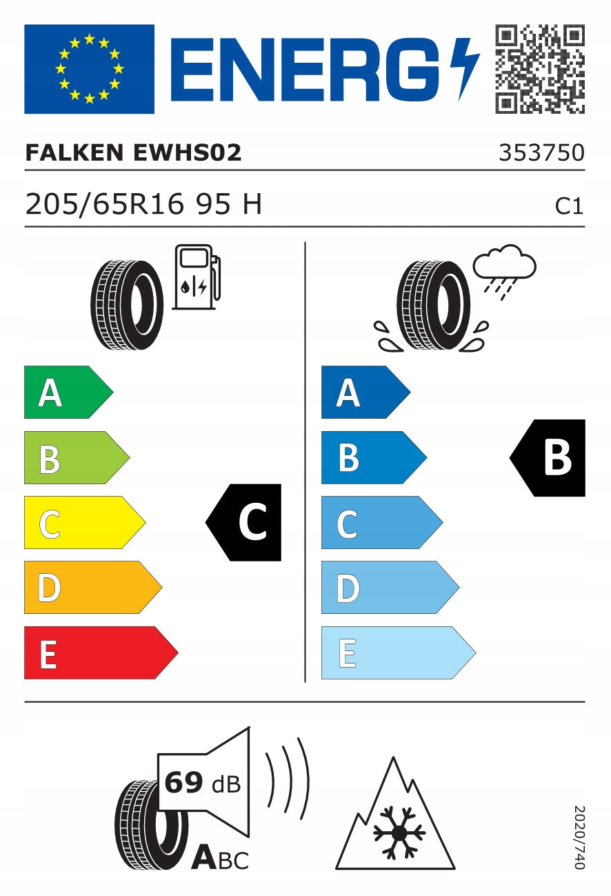 1x WINTER TYRE Falken EUROWINTER HS02 205/65R16 95H 3PMSF M+S 2024 NEW Number of tires offered 1 pc.