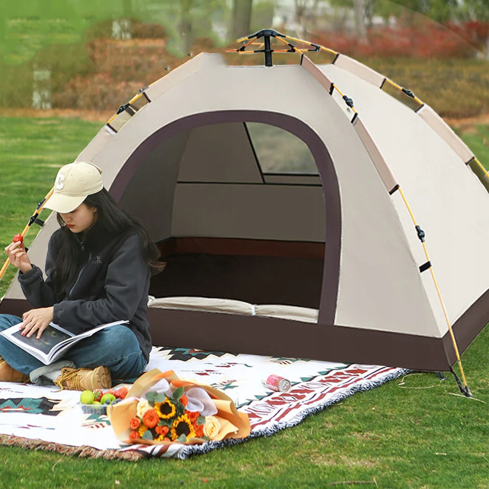 2-3 PERSON CAMPING TENT WITH 2 MESH WINDOWS FOR PICNIC UV 210*150*125 Waterproofness 1500 mm