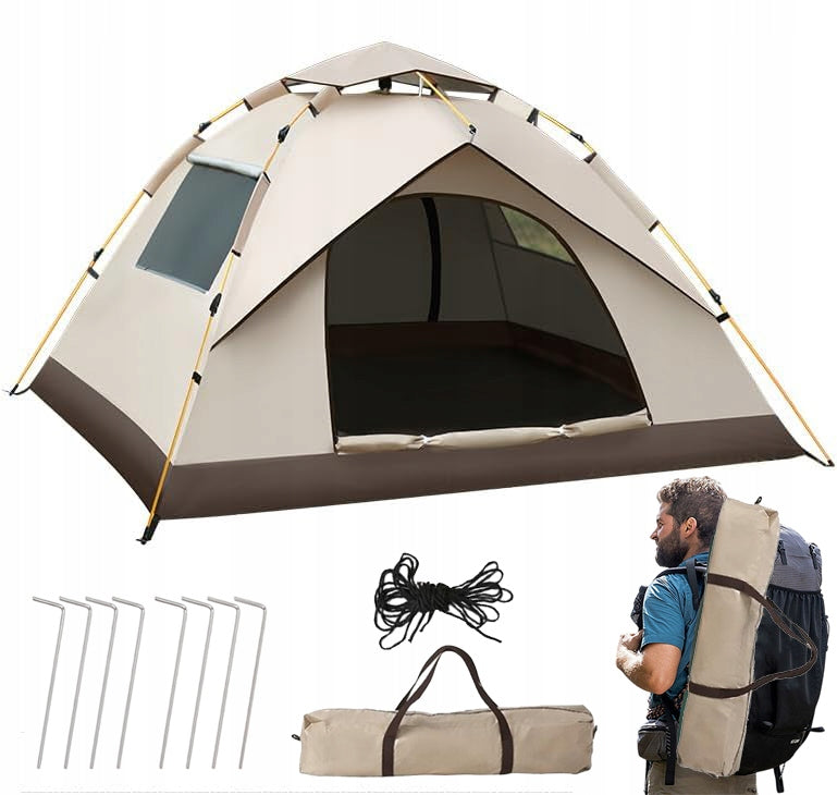 2-3 PERSON CAMPING TENT WITH 2 MESH WINDOWS FOR PICNIC UV 210*150*125