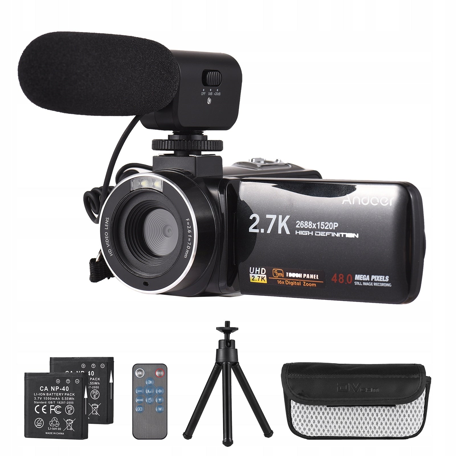 2,7K Digital Video Camera DV Recorder 48MP 16x Digital Zoom 3E