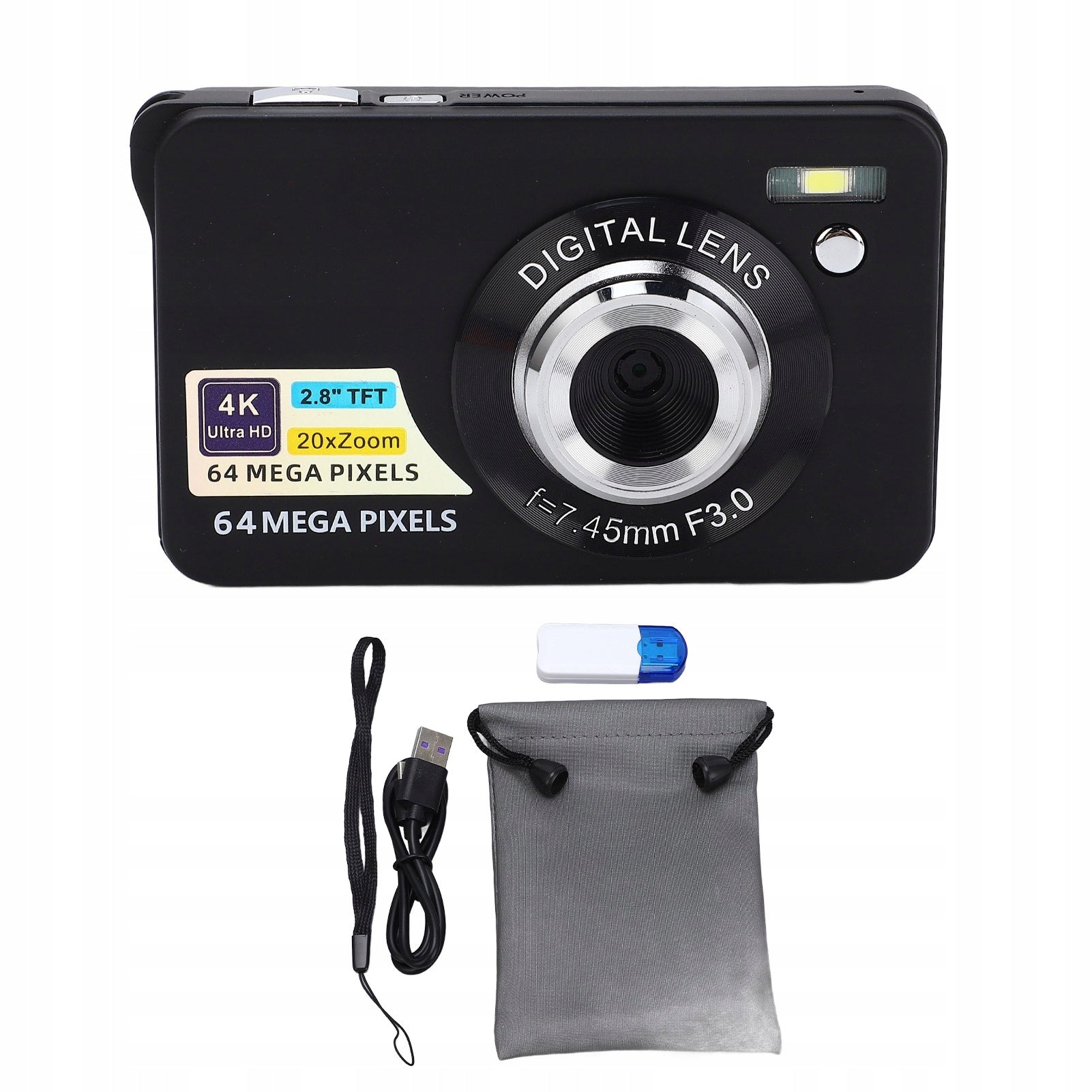 2,8 inch 4K 64MP HD Digital Camera 20x Zoom Autofocus Portable 7E Brand no brand