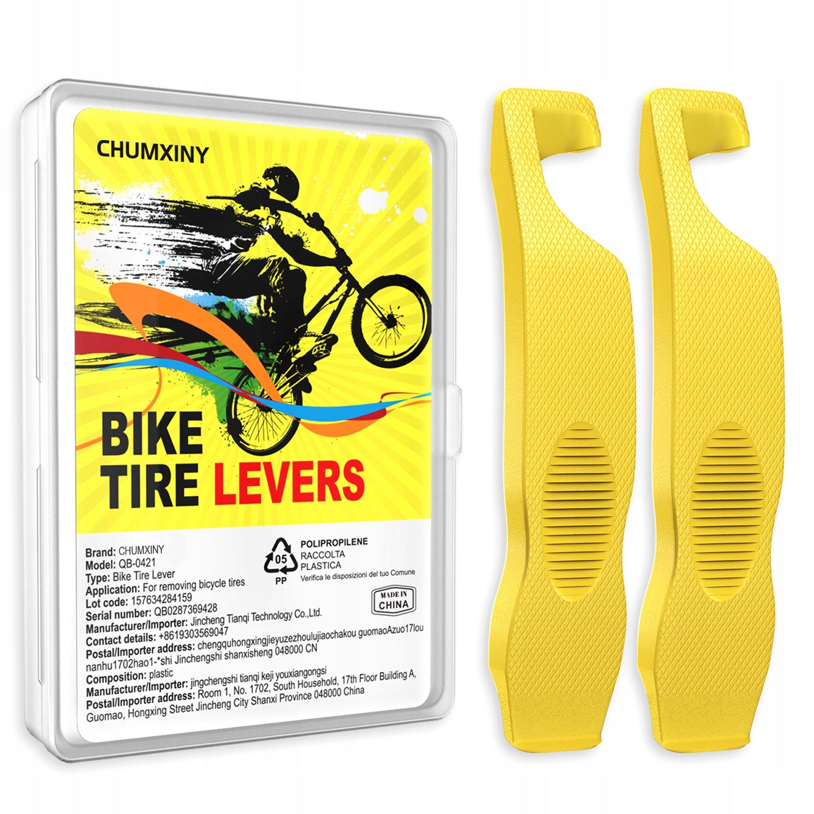 2 Bicycle Tire Removal Spoons with Hook, Fiber Reinforced