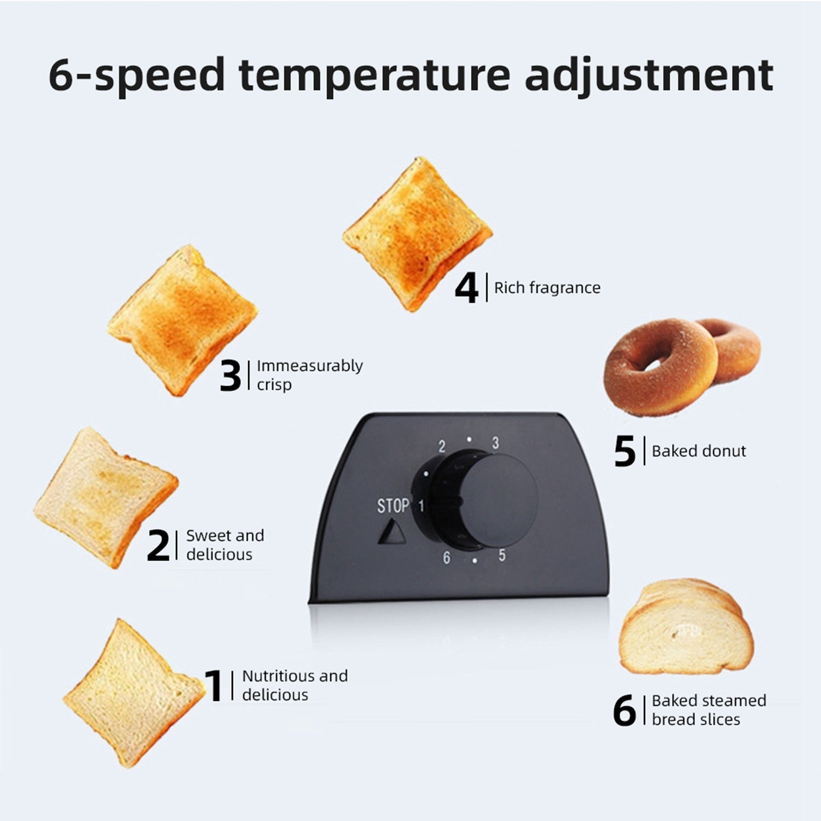 2 Cut Stainless Steel Toaster Abs Smart Toaster With 6 7H Brand no brand