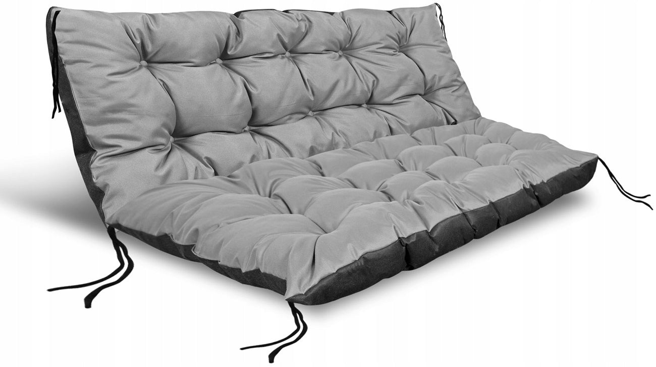 2 Garden Cushions 120x80x40 cm for Bench Pallet Swing Waterproof Grey Manufacturer no brand