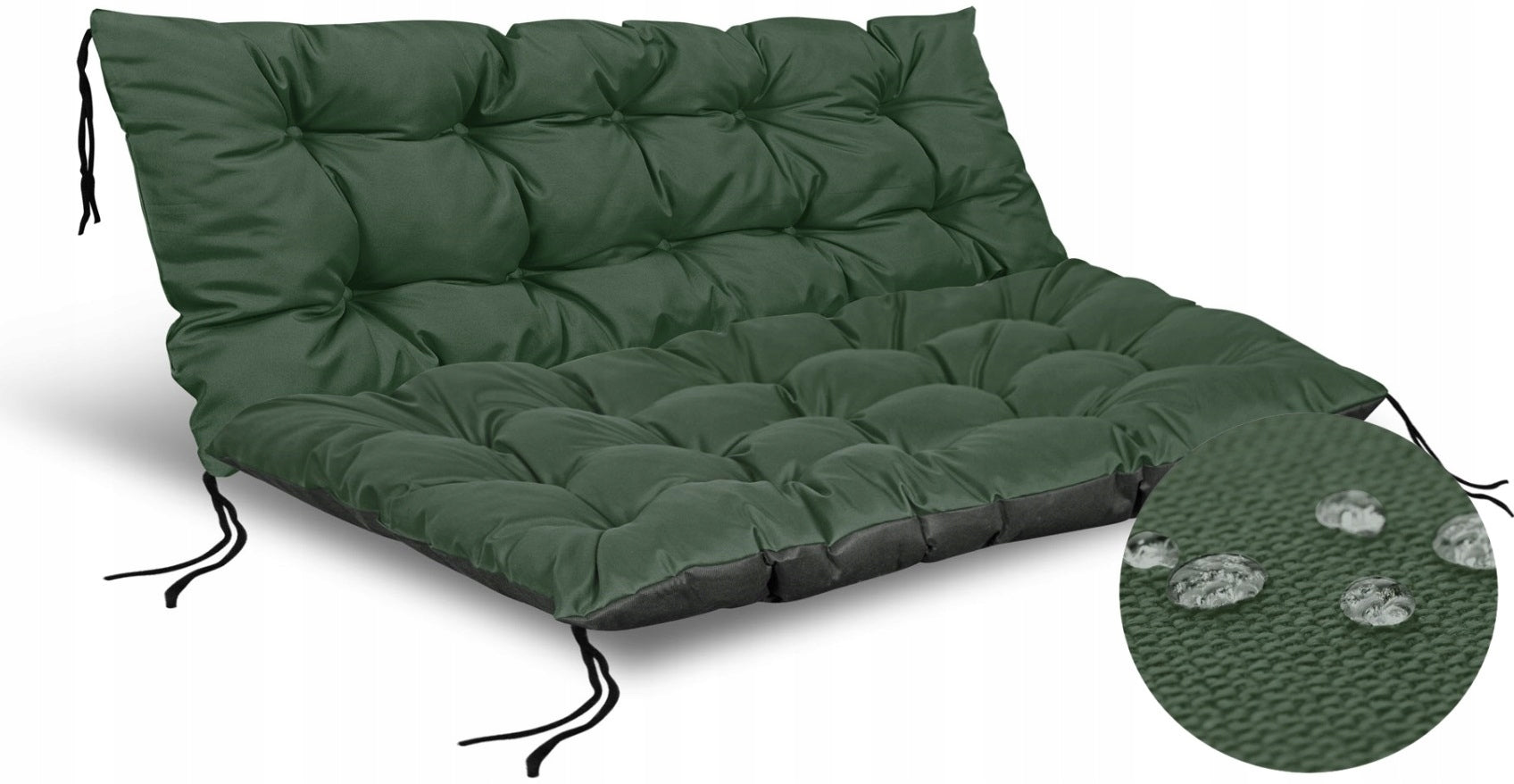 2 Garden Cushions 120x80x40 for Bench Pallet Swing Waterproof Green