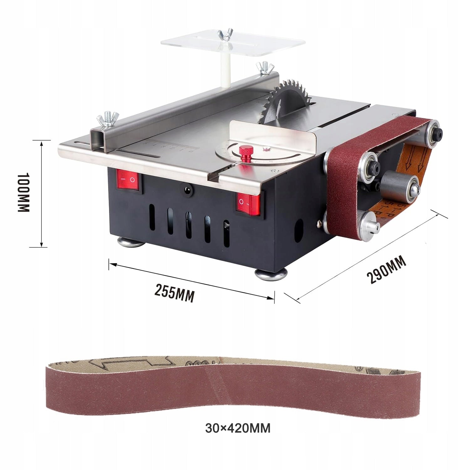 2 In 1 Mini Electric Table Saw Mini Belt Sander 4 DISCS 200W Maximum power 200 W