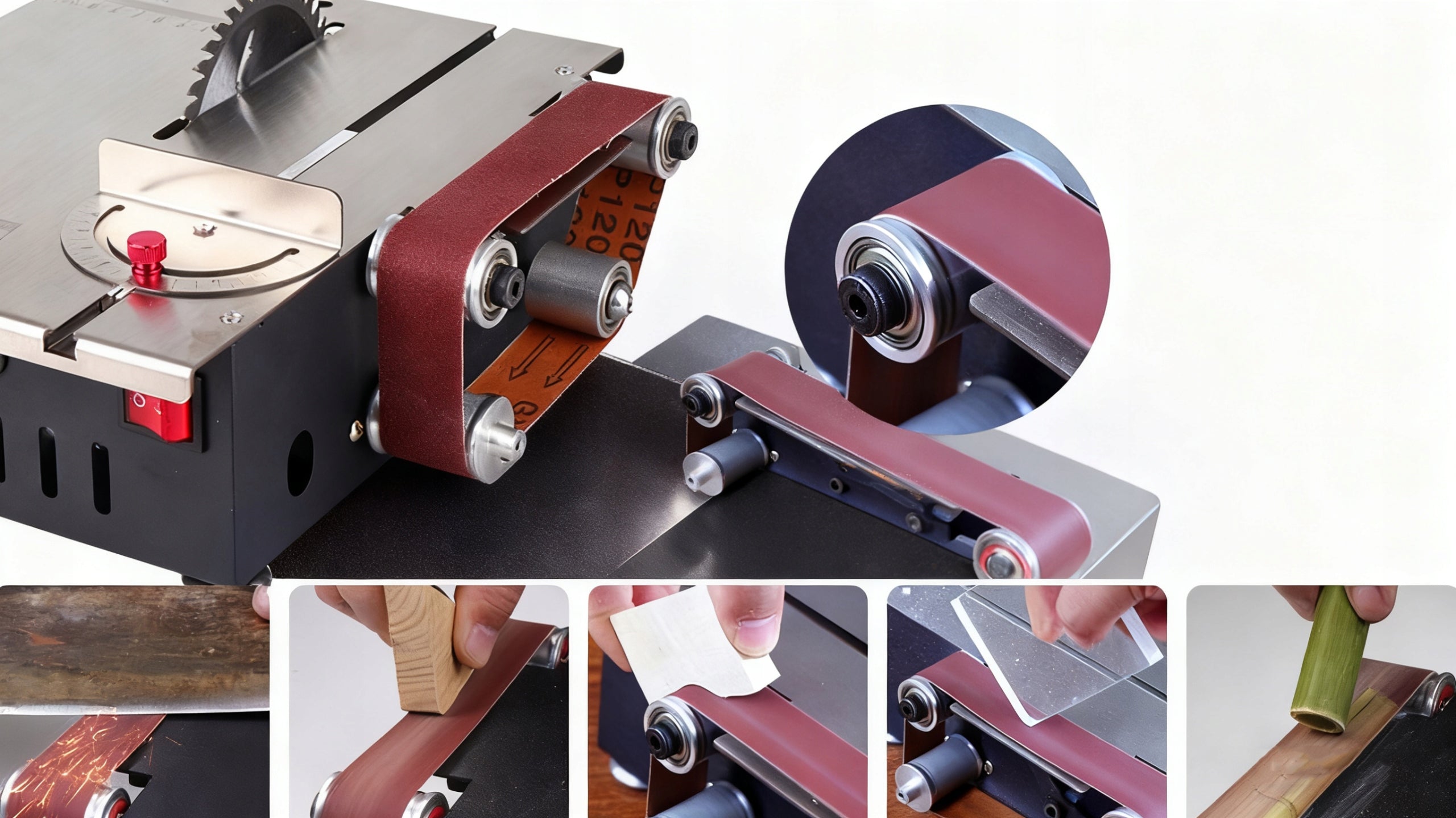 2 In 1 Mini Electric Table Saw Mini Belt Sander 4 DISCS 200W Packaging status original