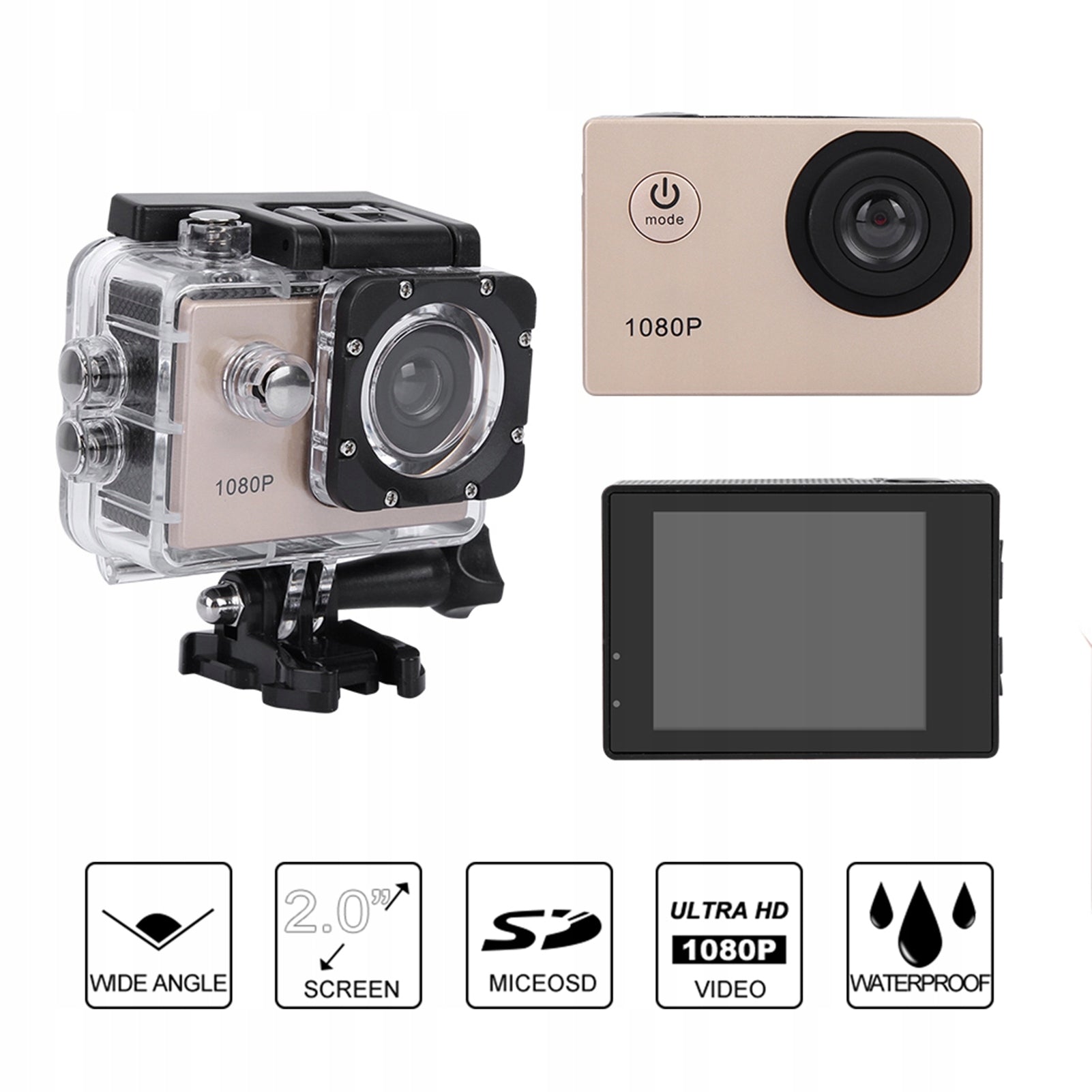 2 Inch LCD Screen 1080P HD Sports Waterproof Action Camera Kit About Q8 Brand no brand