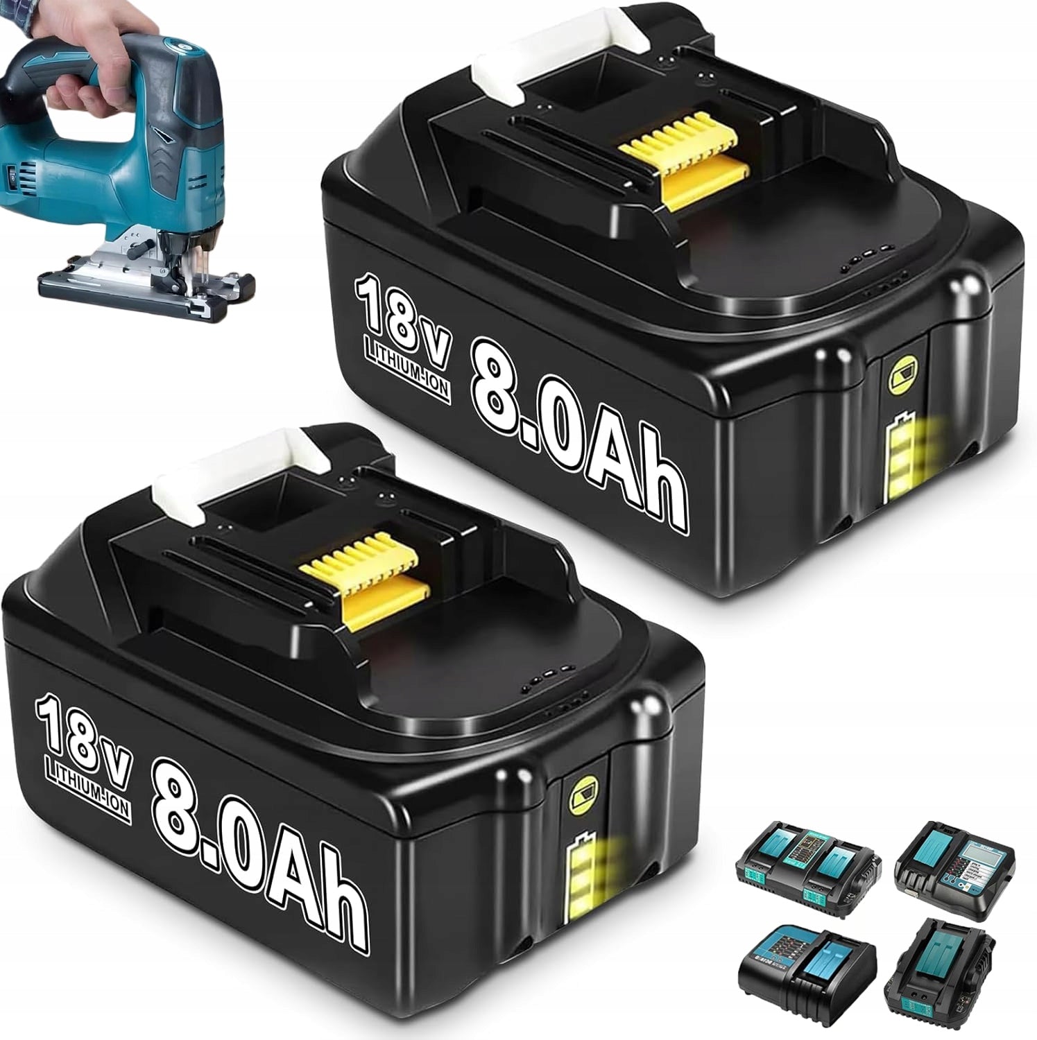 2 PCS 18V 8000mAh BATTERY FOR Makita BL1840 BL1850 WITH PROTECTION FUNCTION