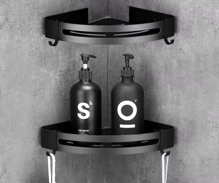 2 PCS BATHROOM SHOWER WALL HANGING SHELF FOR BATHROOM LOFT BLACK EAN (GTIN) 5904121968087