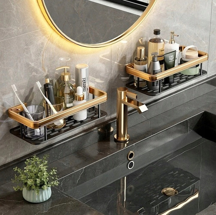 2 PCS HANGING SHELF SELF ADHESIVE BATHROOM SHOWER WALL LOFT Packaging status original