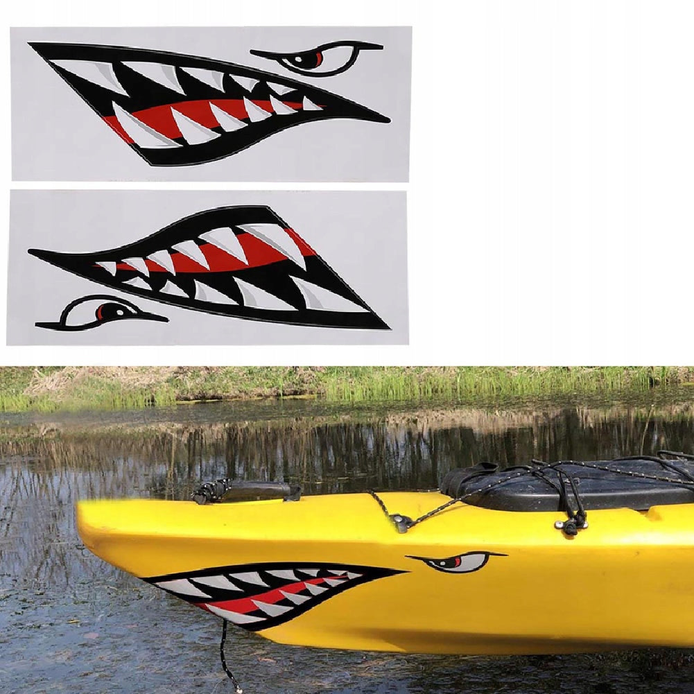 2 PCS WATERPROOF SHARK MOUTH STICKERS FOR CAR KAYAK BOAT Packaging status original