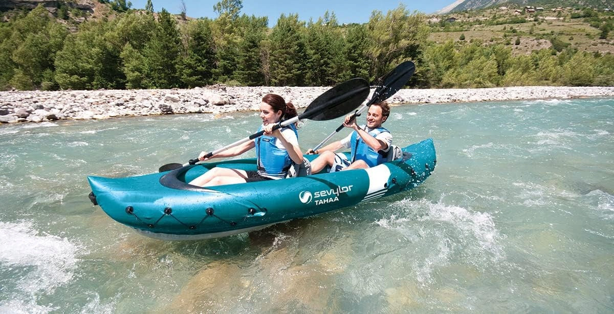 2-PERSON INFLATABLE KAYAK WITH DURABLE PVC COATING AND LUGGAGE STRAPS Packaging status original