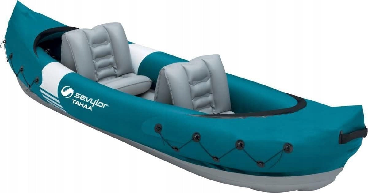 2-PERSON INFLATABLE KAYAK WITH DURABLE PVC COATING AND LUGGAGE STRAPS